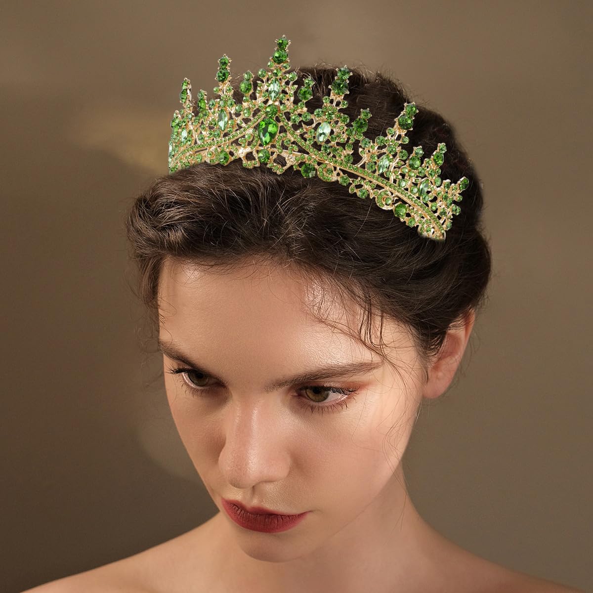 Tobatoba Light Green Tiaras And Crowns For Women, Rhinestone Princess Tiara, Crystal Crown Royal Queen Crown For Women, Quincean