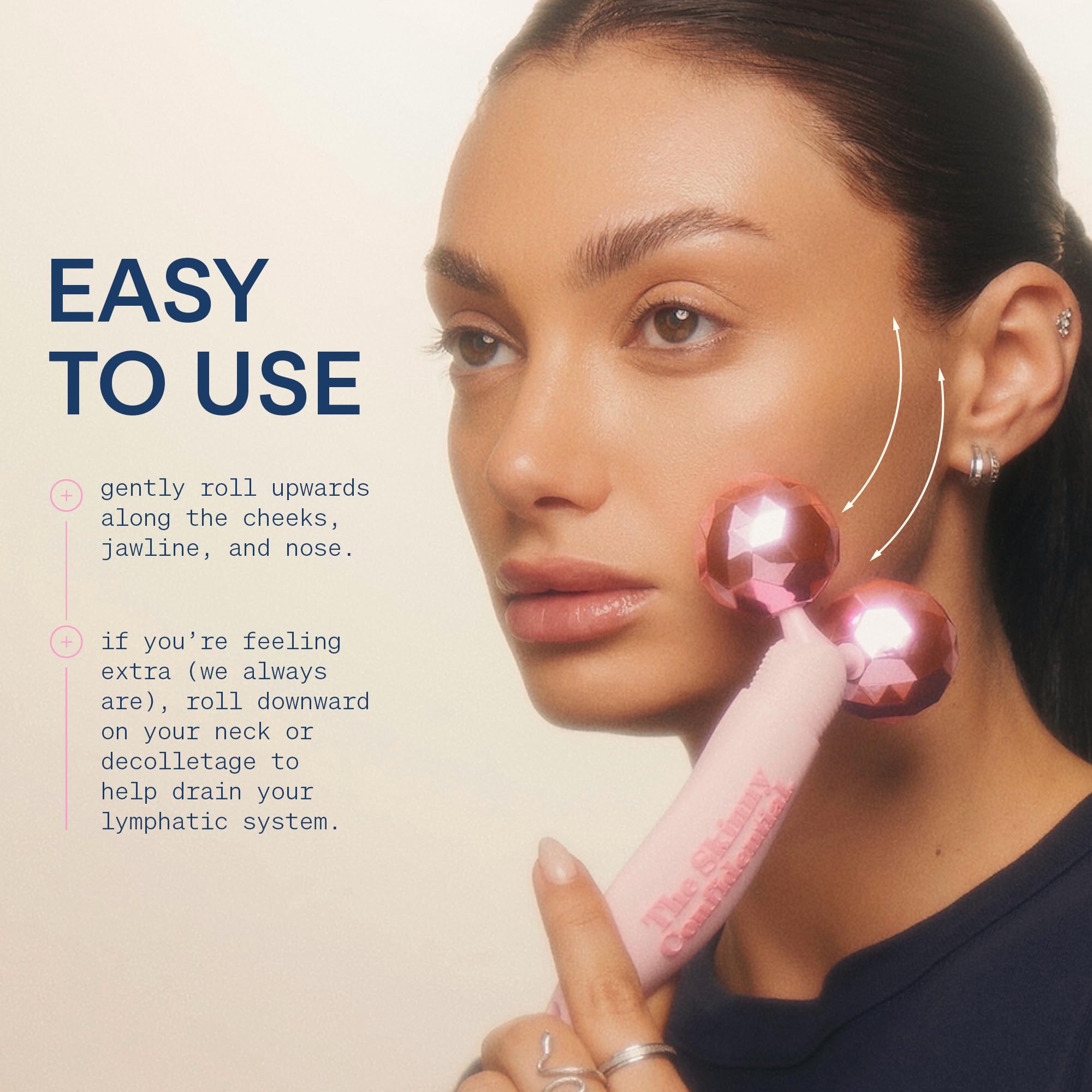 The Skinny Confidential Face Roller - Pink Balls Eye & Facial Roller Massager - Face Massage Tools Skincare For Wrinkles & Fine
