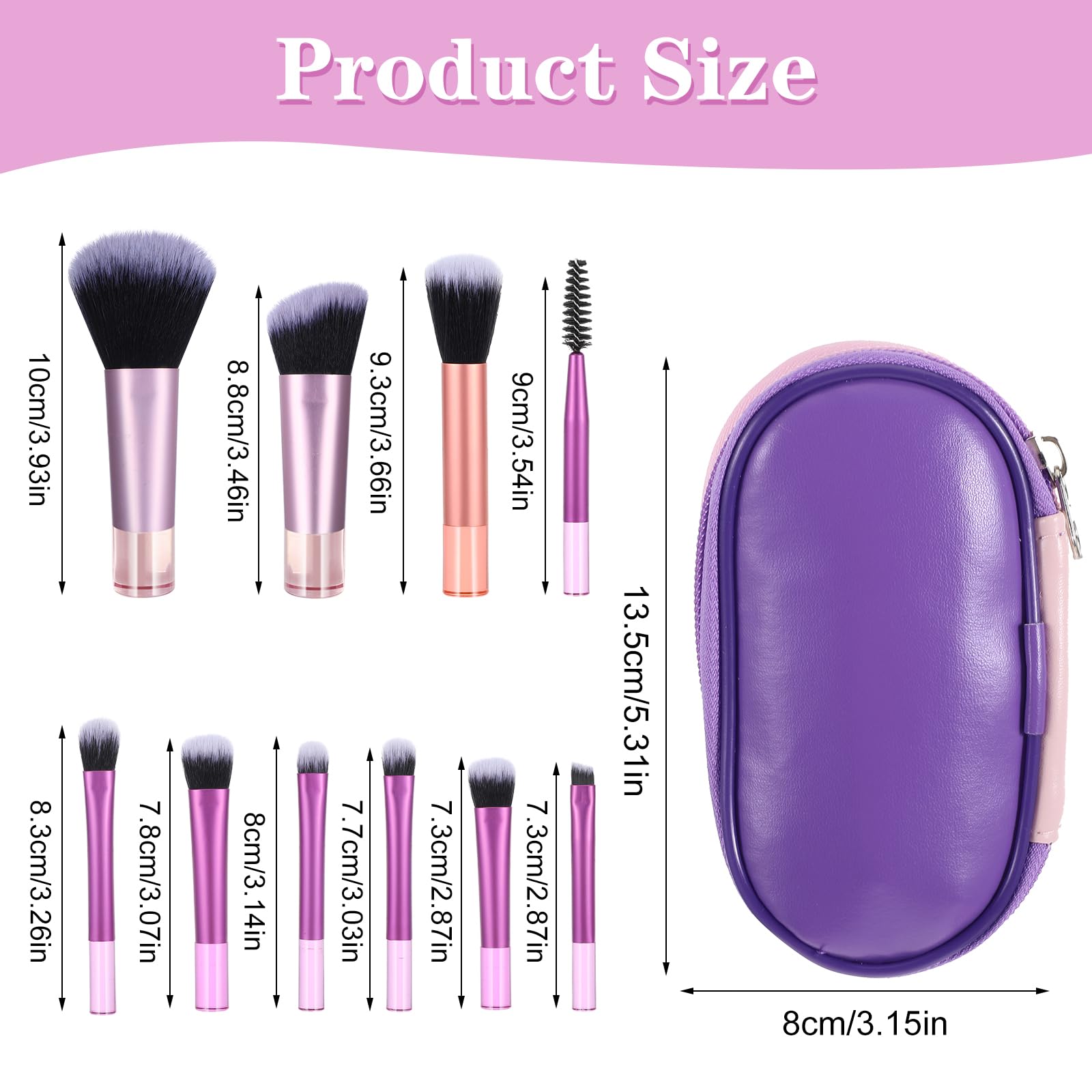 10 Pcs Travel Makeup Brush Set Mini Makeup Brushes Travel Size With Pack Portable Small Eyeshadow Eye Lipstick Foundation Brush