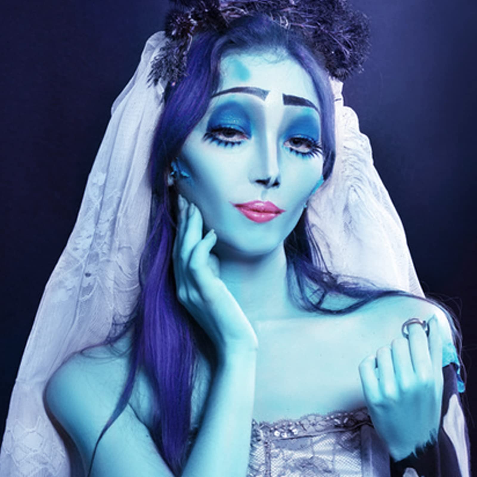 Meicoly 2Pcs Blue Eyeshadow Stick,Blue Eyeshadow For Halloween Corpse Bride Avatar Sally Makeup,Metallic Shimmer Crayon,Waterpro