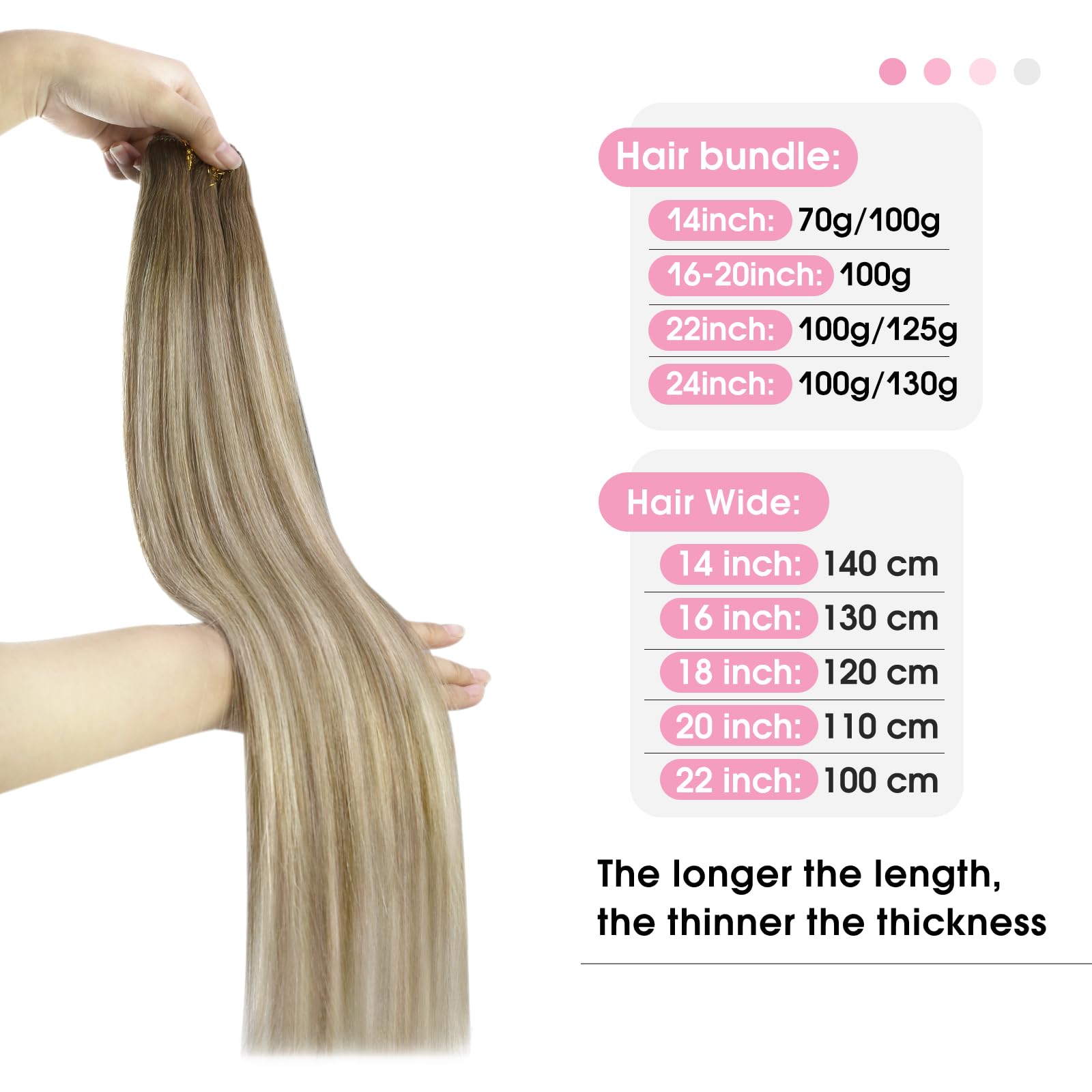 YoungSee 125G Sew in Hair Extensions Real Human Hair Balayage Brown Human Hair Weft Extensions Medium Brown Fading to Brown Mix