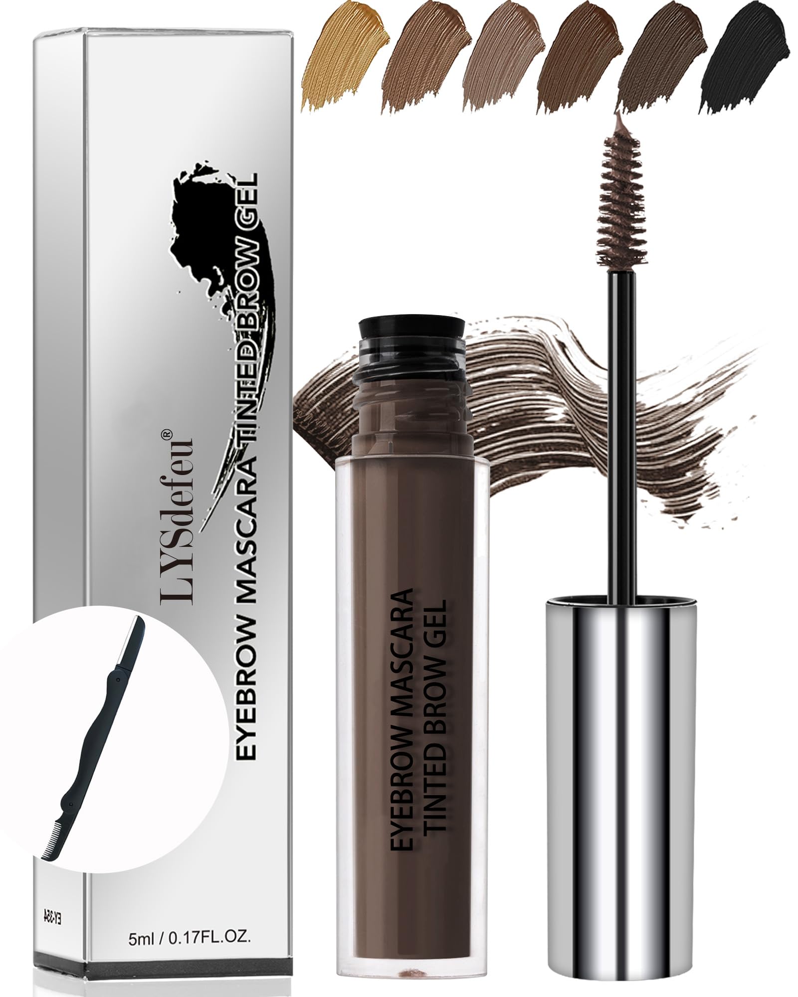 Waterproof Tinted Brow Gel-Long Lasting Smudge-Proof Liquid Eyebrow Makeup,Eyebrow Mascara Tinted Brow Glue,Eye Brow Filler,Volu