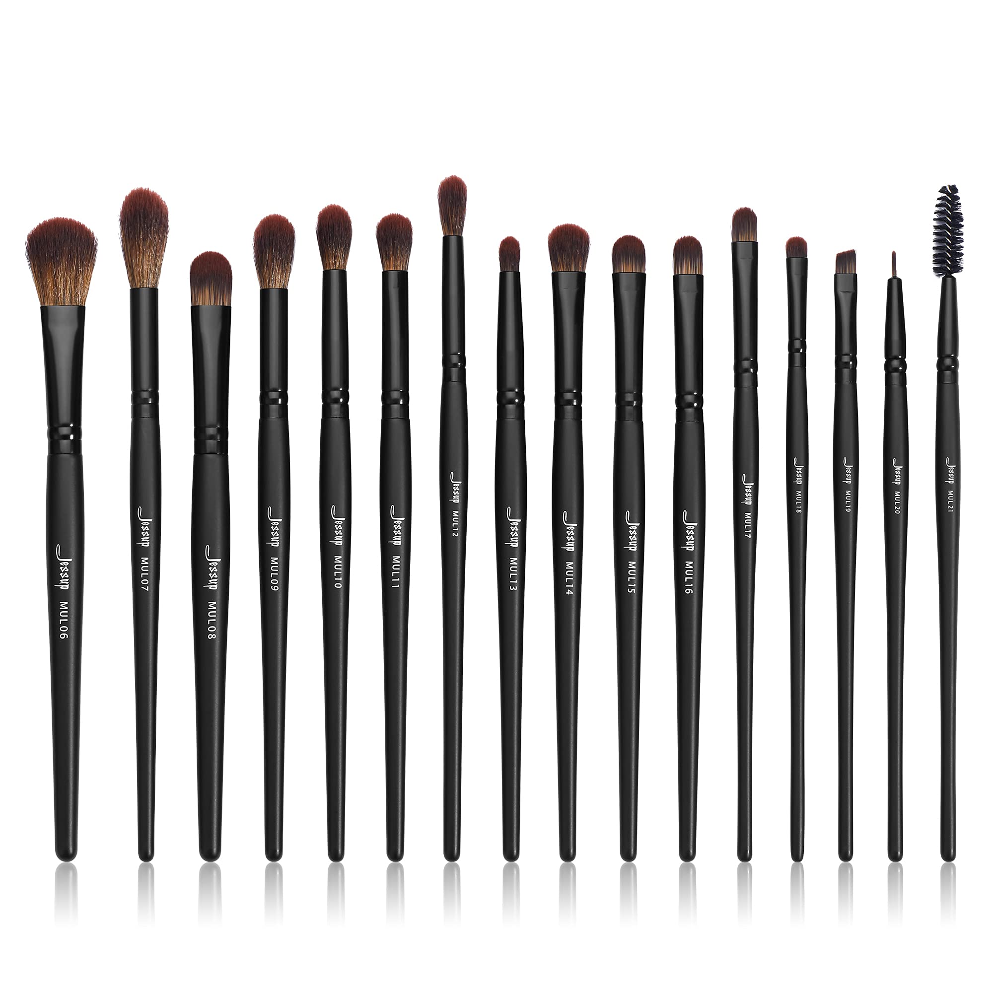 Jessup Eye Brushes Set, Vegan Makeup Brushes with Concealer Powder Eyeshadow Blending Eyeliner Spoolie Brush, 16pcs Premium Synt