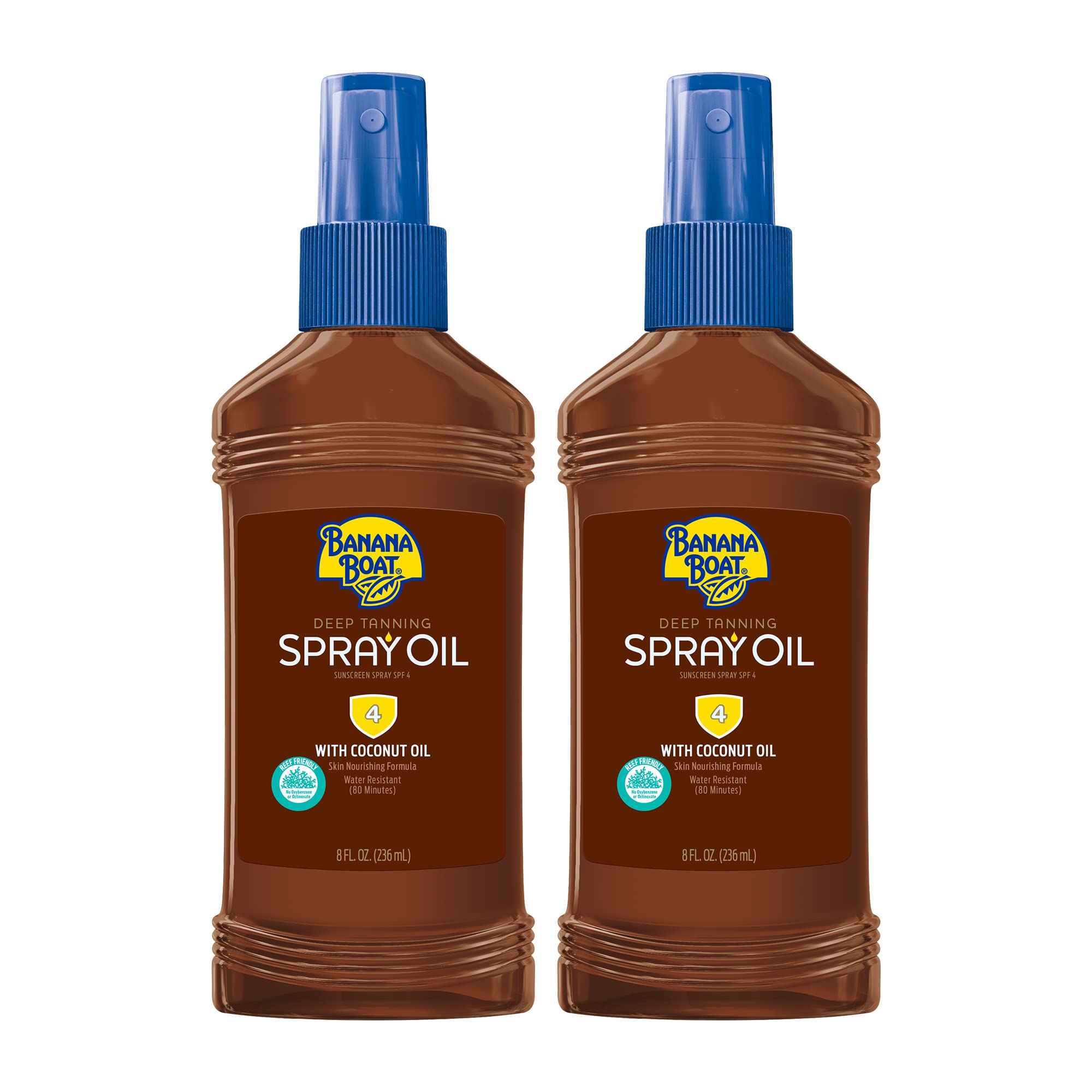 Banana Boat Deep Tanning Oil Pump Spray Sunscreen Spf 4 Twin Pack | Tanning Sunscreen Spray, Dark Tanning Oil, Spf Tanning Oil,