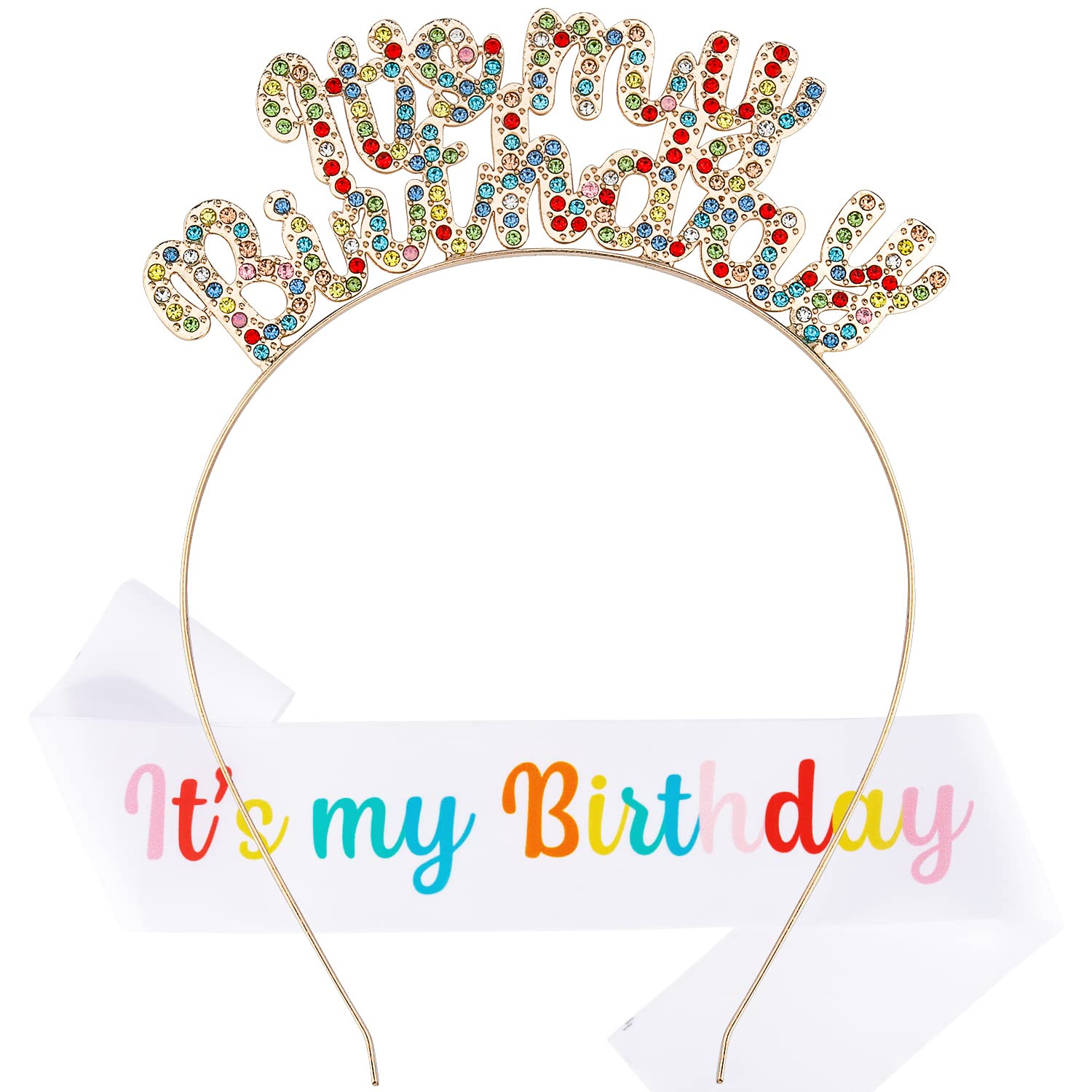 Chanaco Birthday Crowns for Women, Birthday Sash & Birthday Headband Set, Birthday Girl Sash, Happy Birthday, Birthday Decoratio