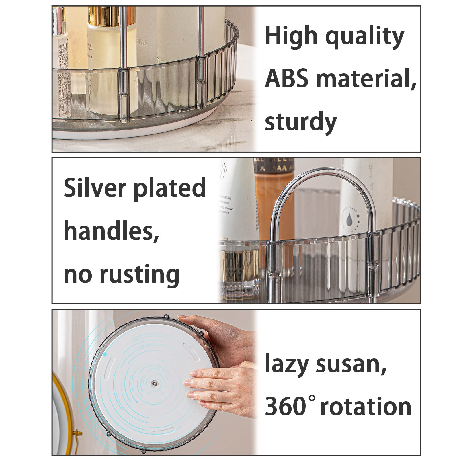 Shuang Qing Lazy Susan Rotating Makeup Organizer For Vanity, High-Capacity Skincare Clear Make Up Storage Perfume Organizers Cos