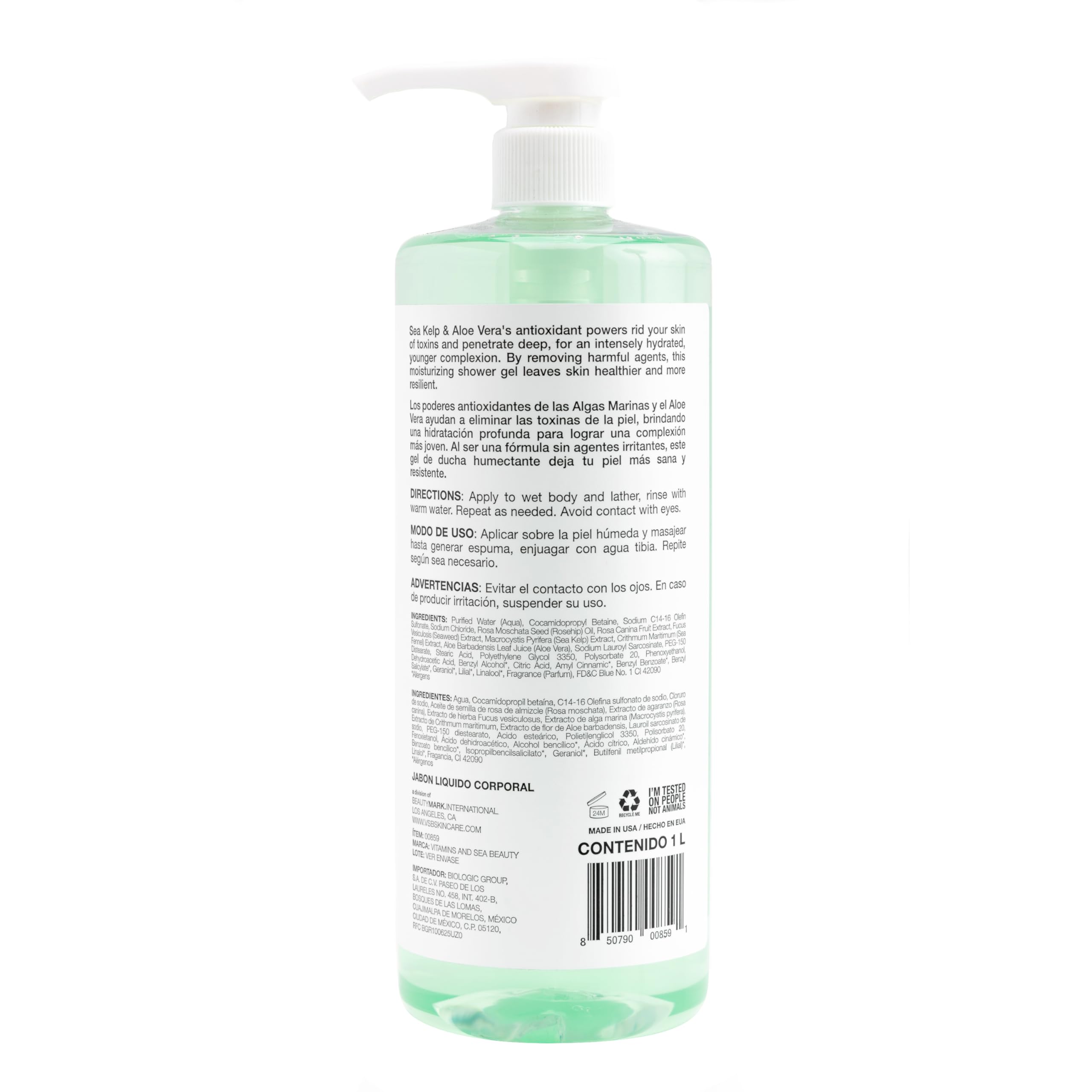Moisturizing & Healing Body Wash with Sea Kelp & Aloe Vera - Hydrating Cleanser for Dry Skin - Vitamin-Enriched Shower Gel - 33.