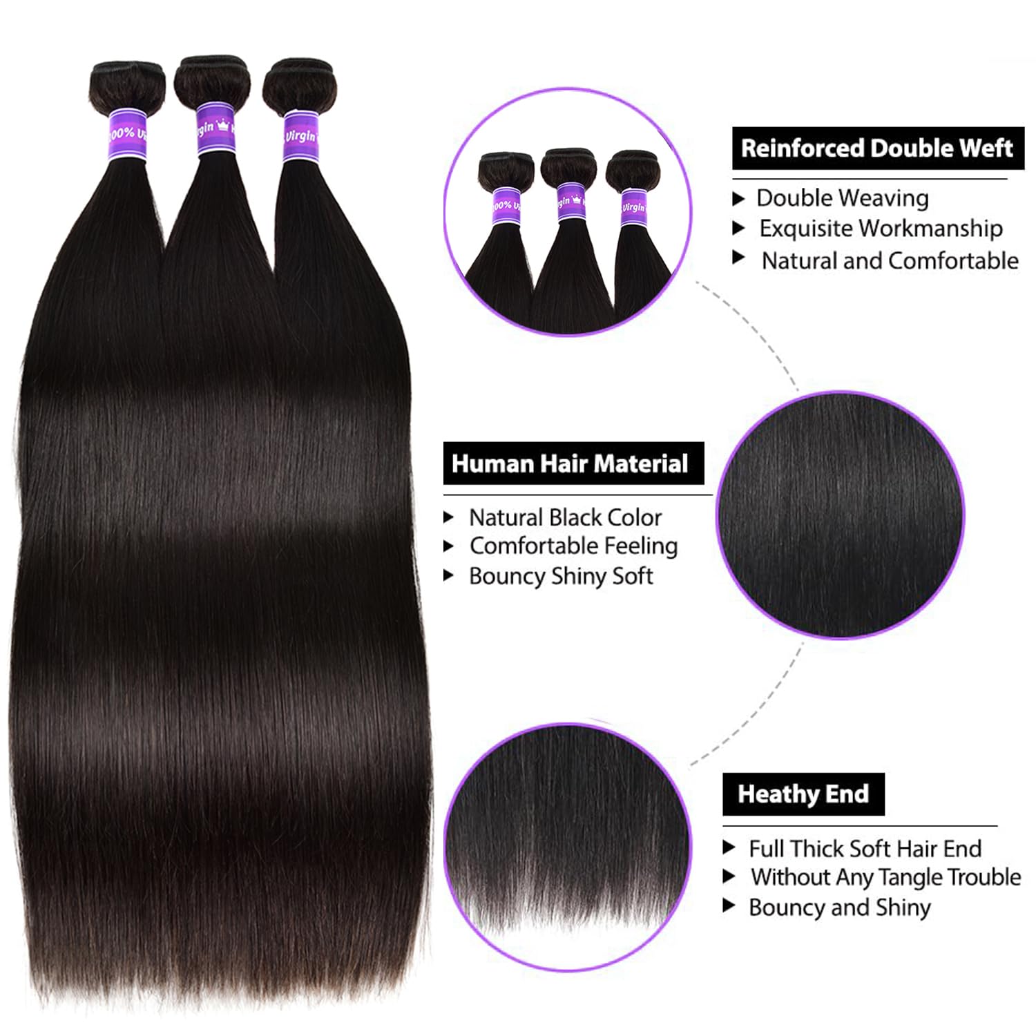 10A Brazilian Straight Hair Bundles 22 24 26 28 Inch Straight Hair 4 Bundles 100% Unprocessed Brazilian Virgin Hair Bundles Deal