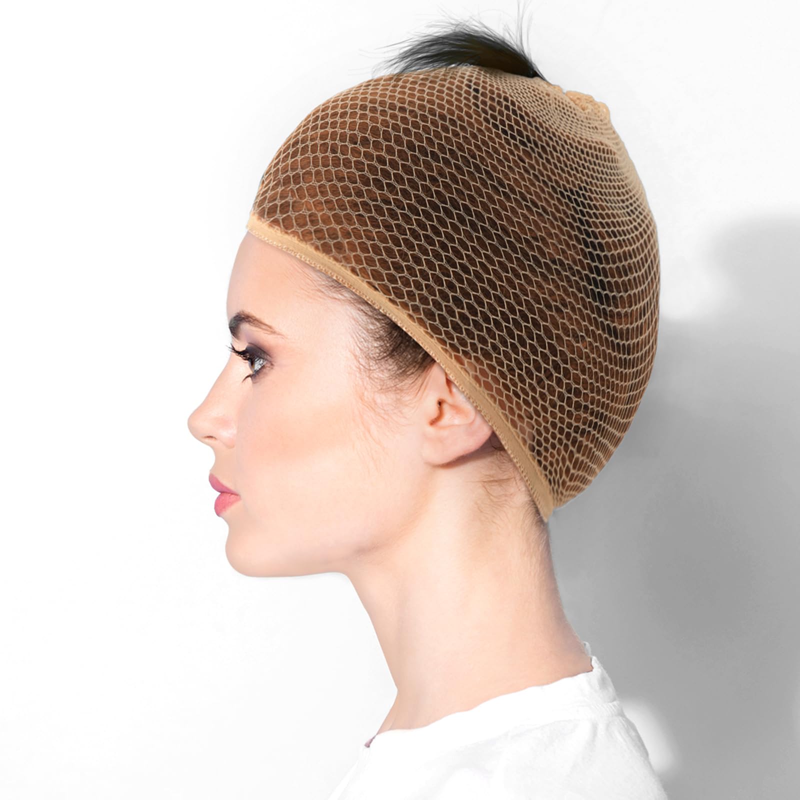 Yuxung 4 Pieces Equestrian Hair Net Women Ride Hair Net No Knot Cap Weaving Caps Wig for Long and Short(Light Brown)
