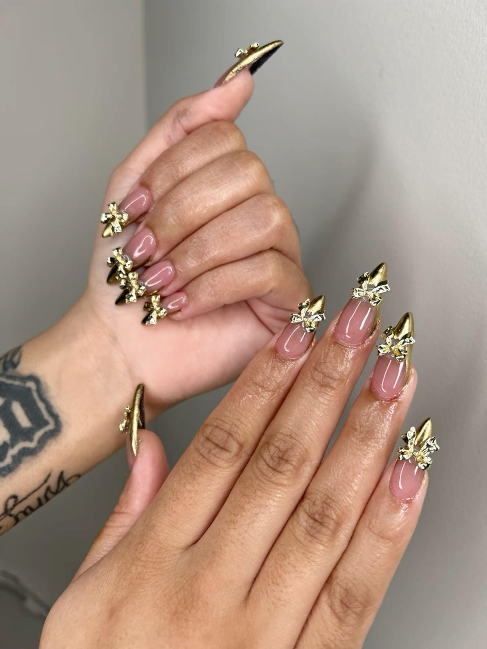 30Pcs Gold Bow Nail Charms Cute 3D Bow Alloy Nail Art Charms Kawaii Long Ribbon Bowknot Nail Designs Accessories Y2K Gold Big Bo