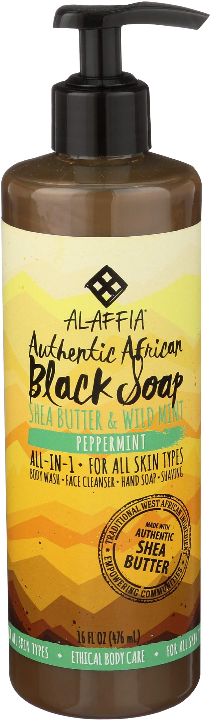 Alaffia - Authentic African Black Soap, All-in-One Body Wash, Shampoo, and Shaving Soap For All Skin and Hair Types, Fair Trade,
