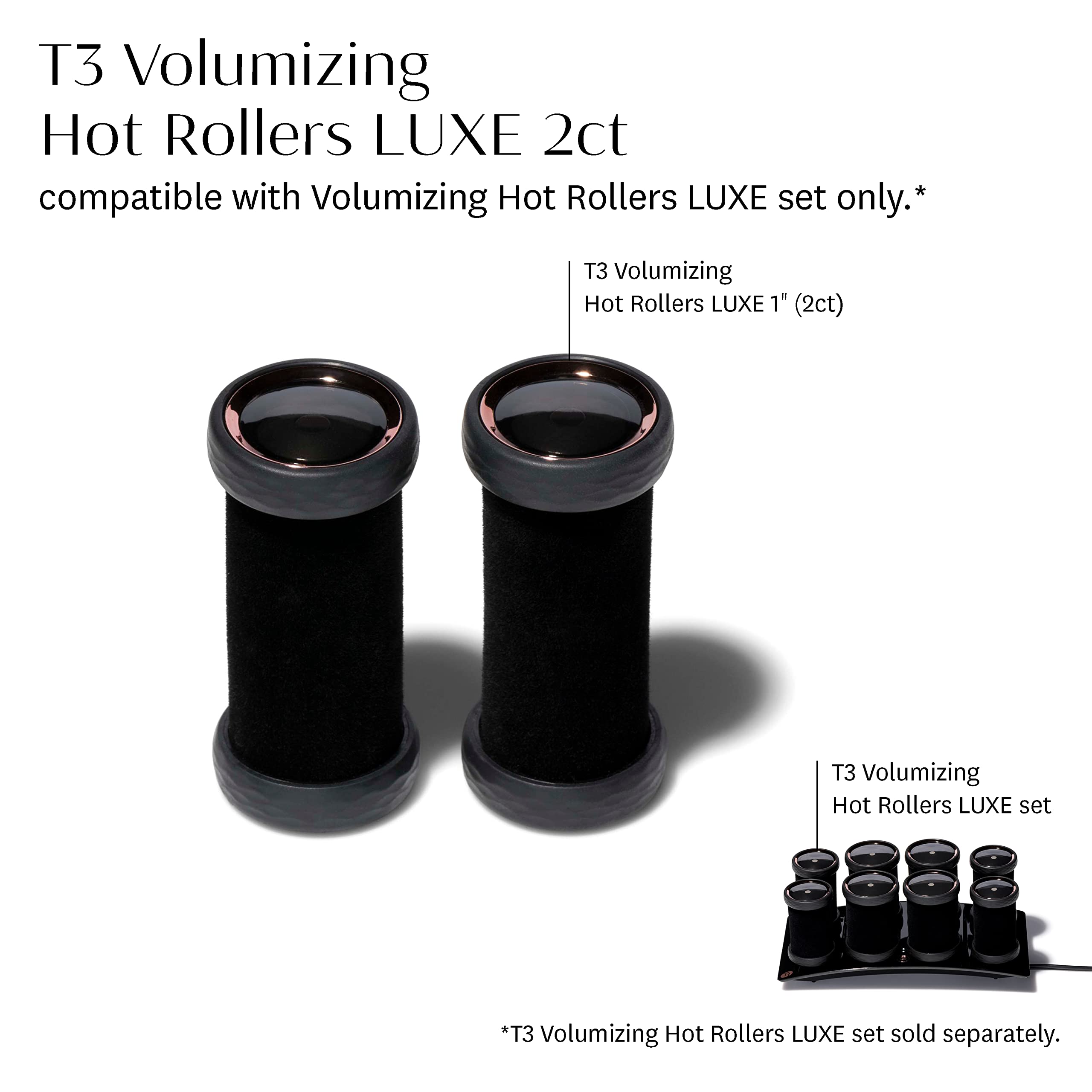 T3 - Volumizing Hot Rollers LUXE (2 ct.) | Hair Curlers and Volumizers for All Hair Lengths | Pairs with T3 Volumizing Hot Rolle