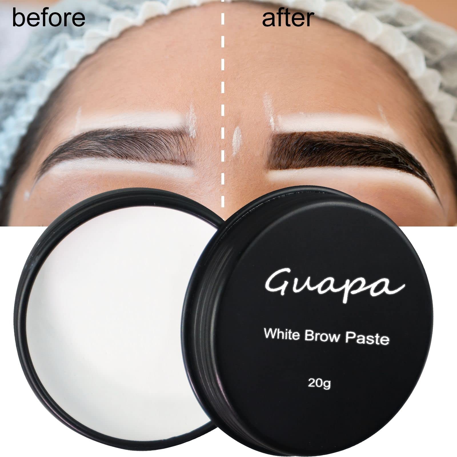 20 G / 0.7 Oz White Brow Contour Paste Eyebrow Mapping Paste Eyebrow Tinting Tool For Micropigmentation (1 Box Black Box)