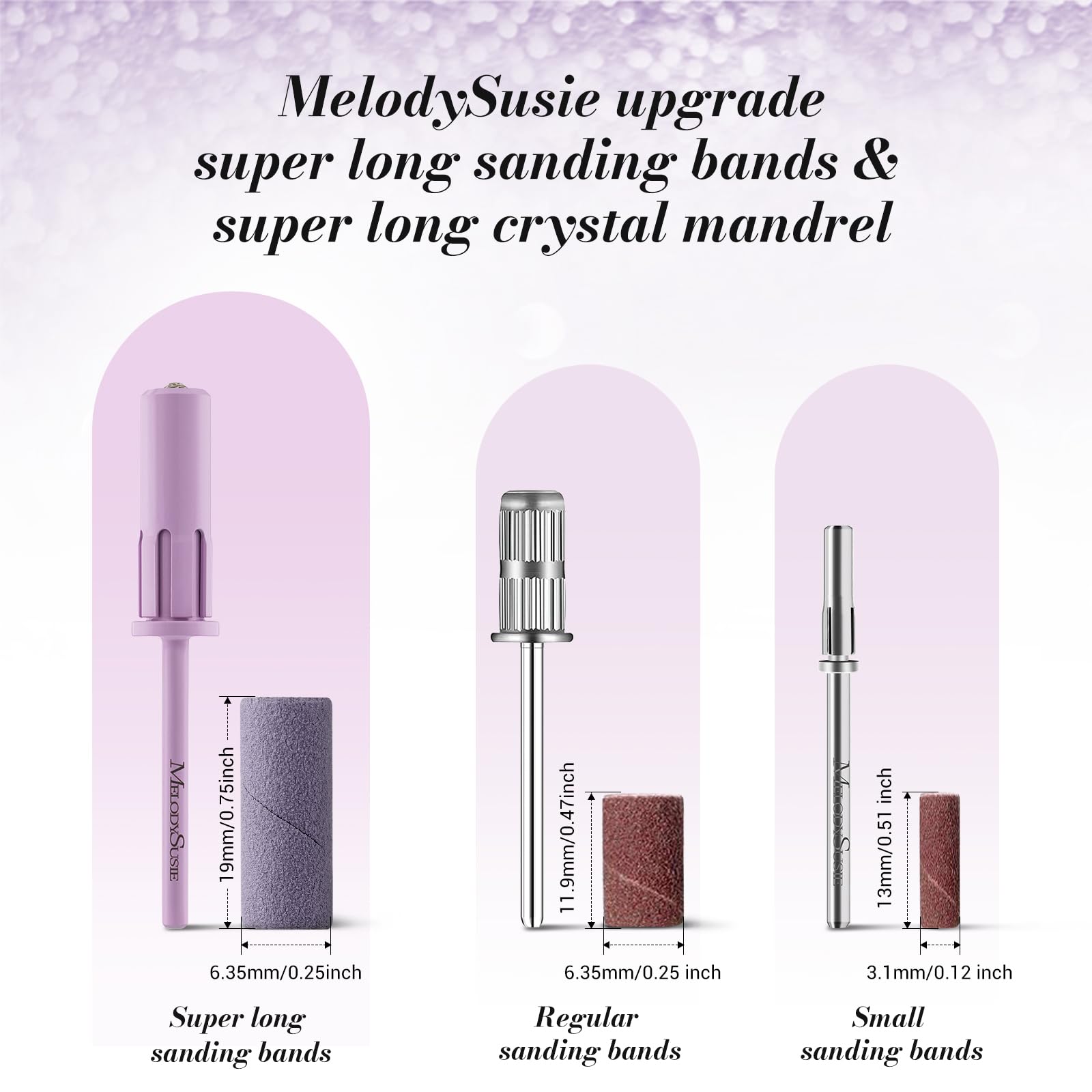 Melodysusie 50 Pcs Nail Drill Bits Super Long Sanding Bands With 6.65Mm Crystal Mandrel Bit, 240 Extreme Fine Grit Nail File For