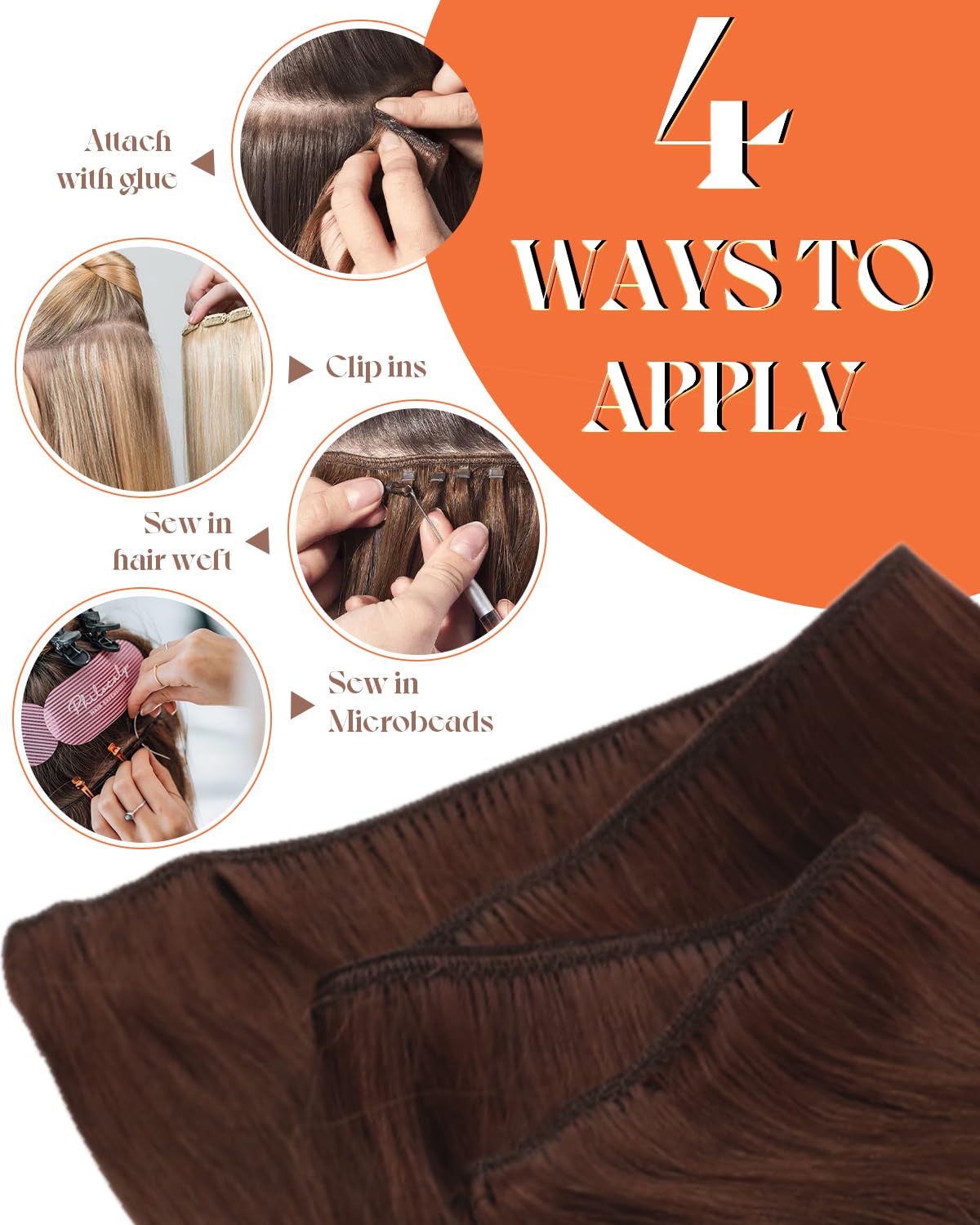 Sunny Hair Weft Hair Extensions Auburn Sew in Hair Extensions Real Human Hair Long Hair Weft Extensions Auburn Sew in Extensions
