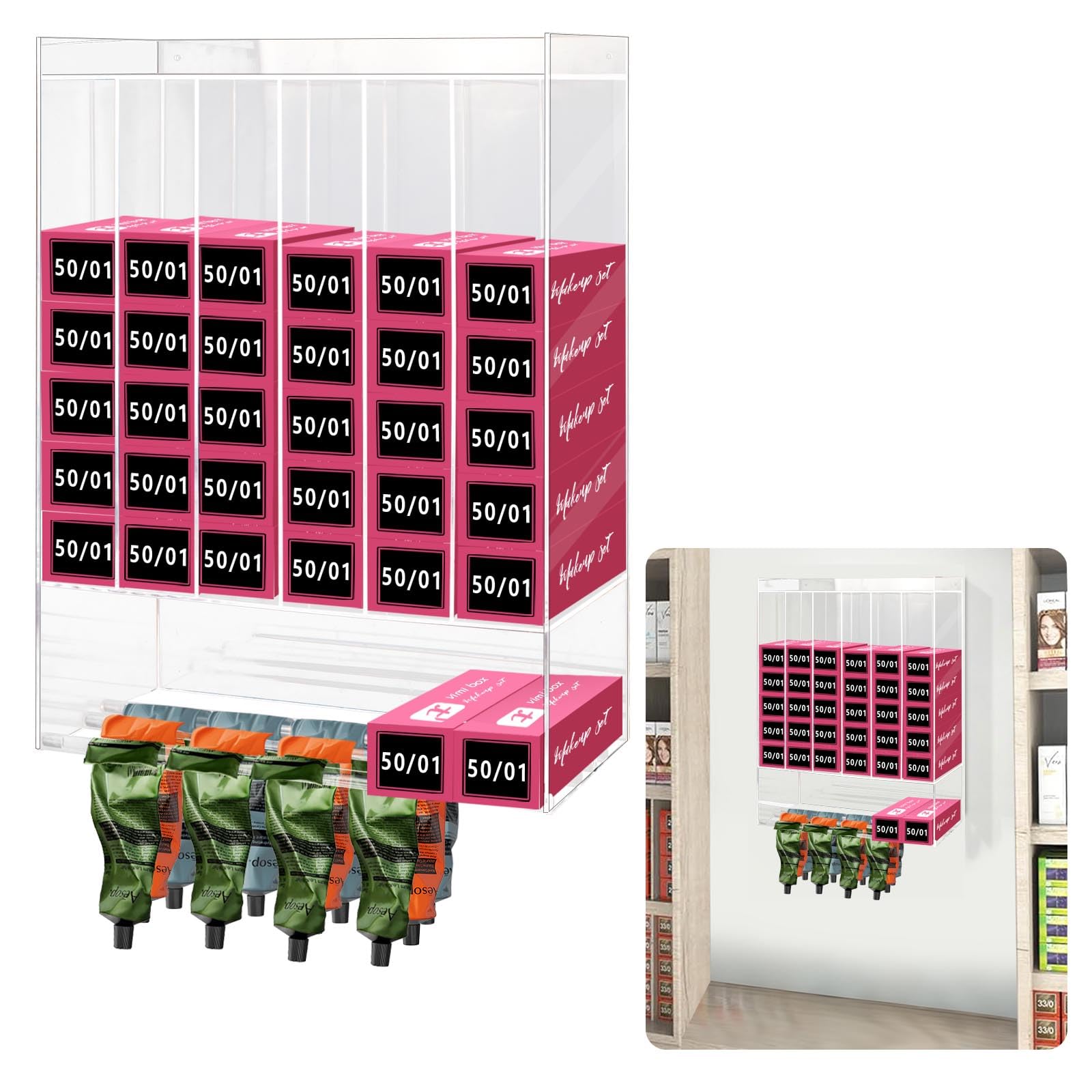 Acrylic Hair Color Organizer UV Protection Salon Tube Cabinet Wall Stand
