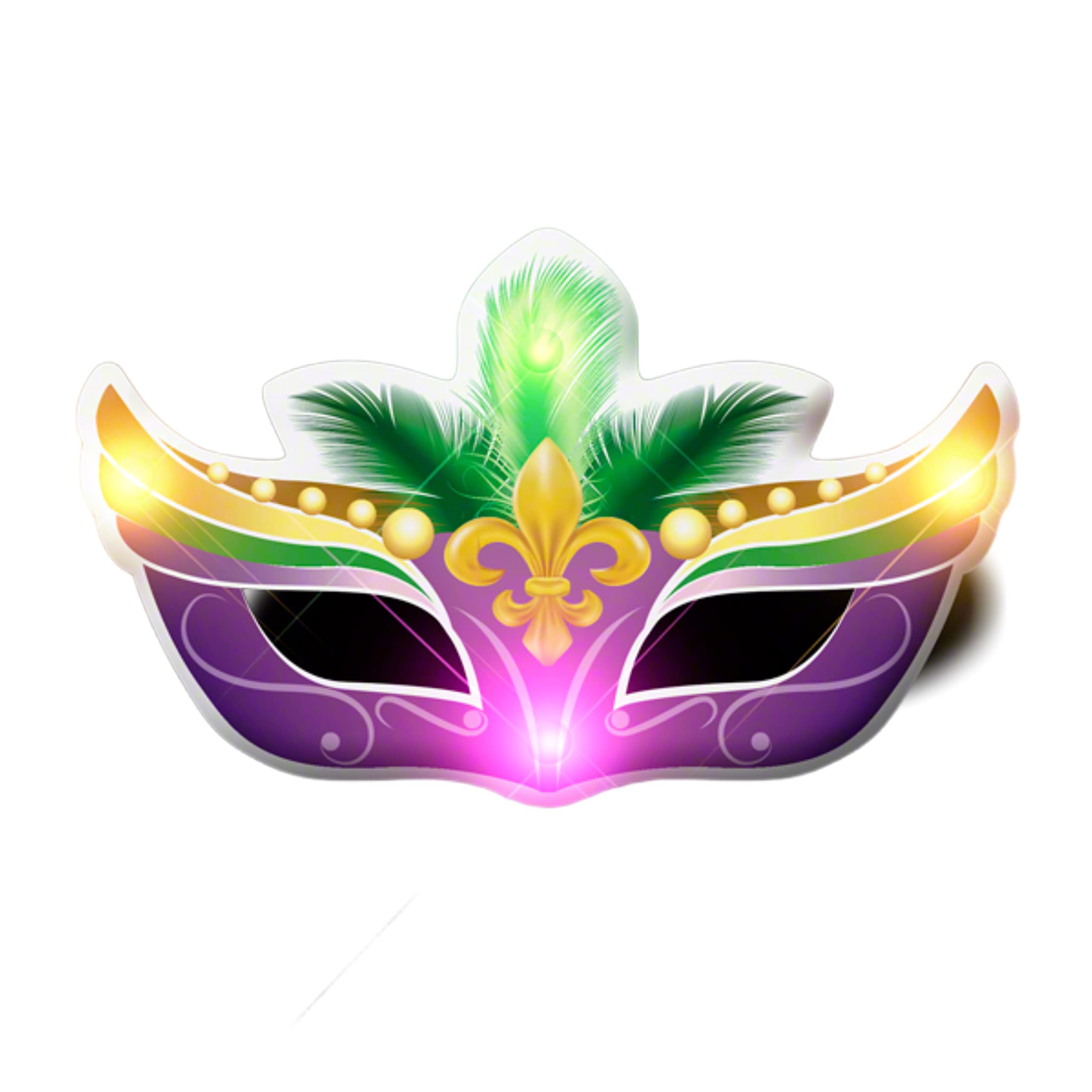 Mardi Gras Mask Flashing Body Light Lapel Pins by Blinkee