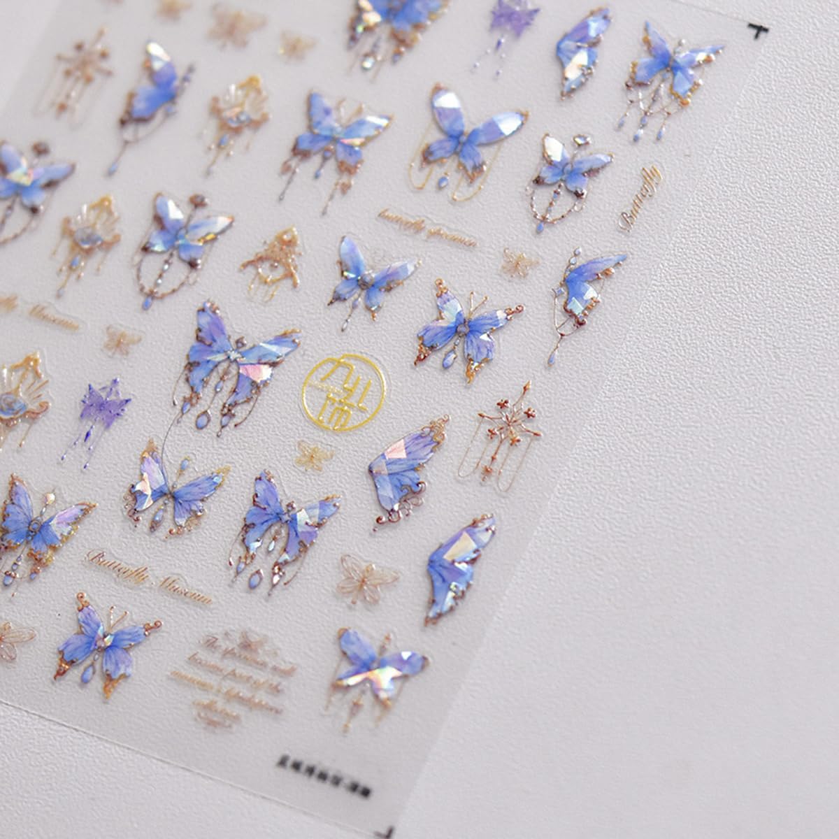 Butterfly Nail Art Stickers Decals 5D Butterfly Nail Stickers Blue Seashell Shinny Butterfly Nails Design 5D Embossed Nail Decal