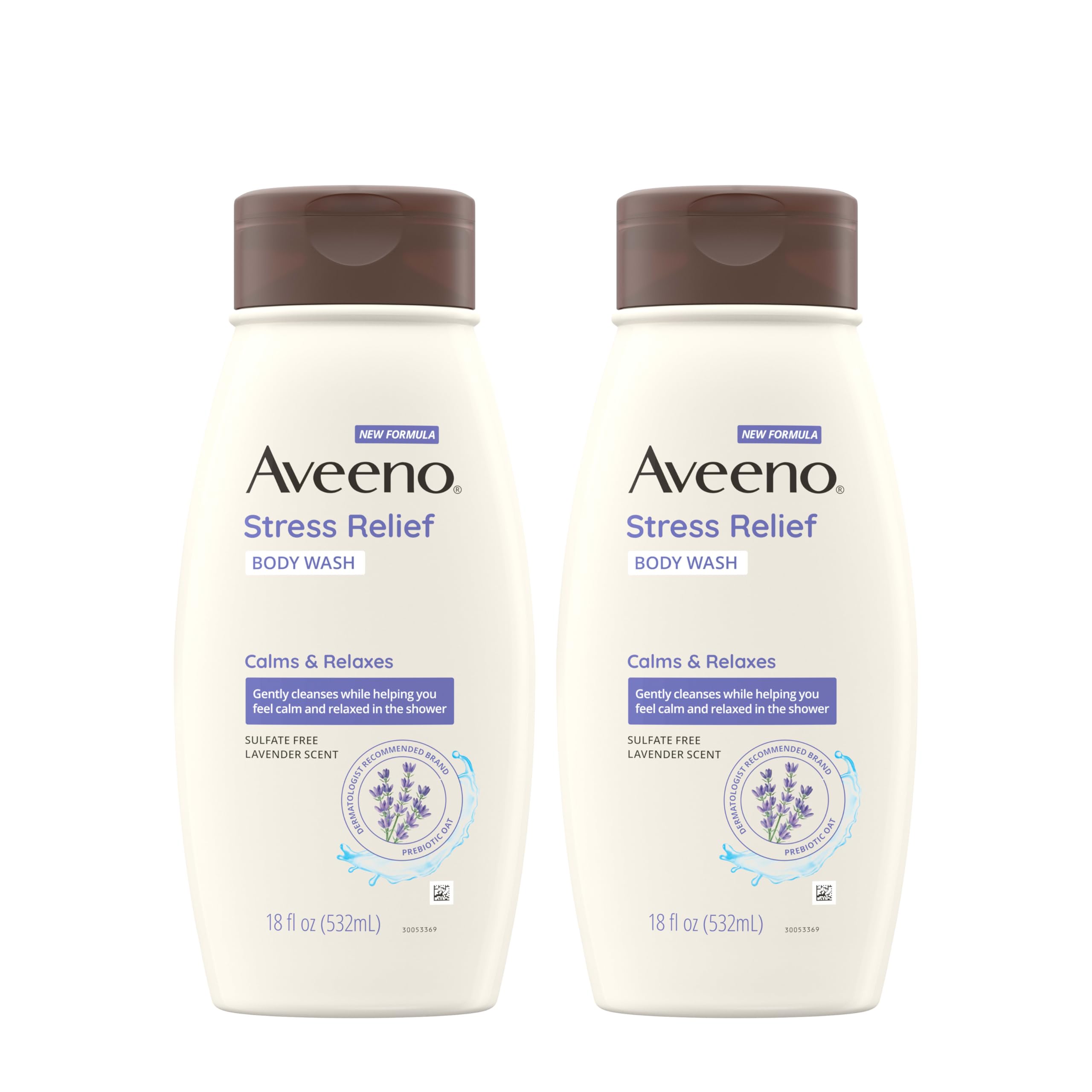 Aveeno Stress Relief Body Wash with Nourishing Oat & Lavender Scent for Sensitive Skin, Gently Cleanses & Helps You Feel Calm & 