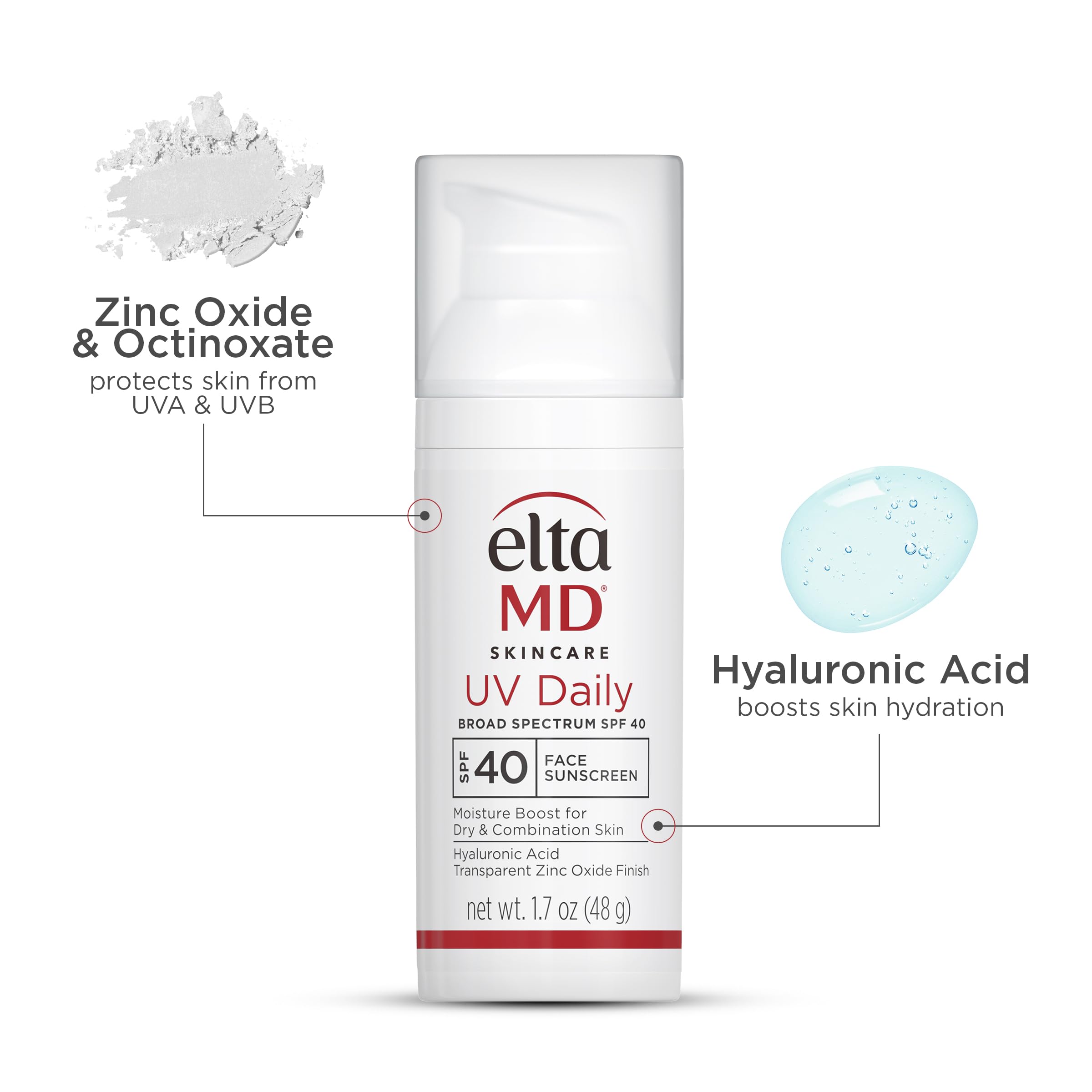 Eltamd Uv Daily Spf 40 Face Sunscreen Moisturizer With Zinc Oxide, Daily Moisturizer With Spf, 1.7 Oz Pump (2 Pack)