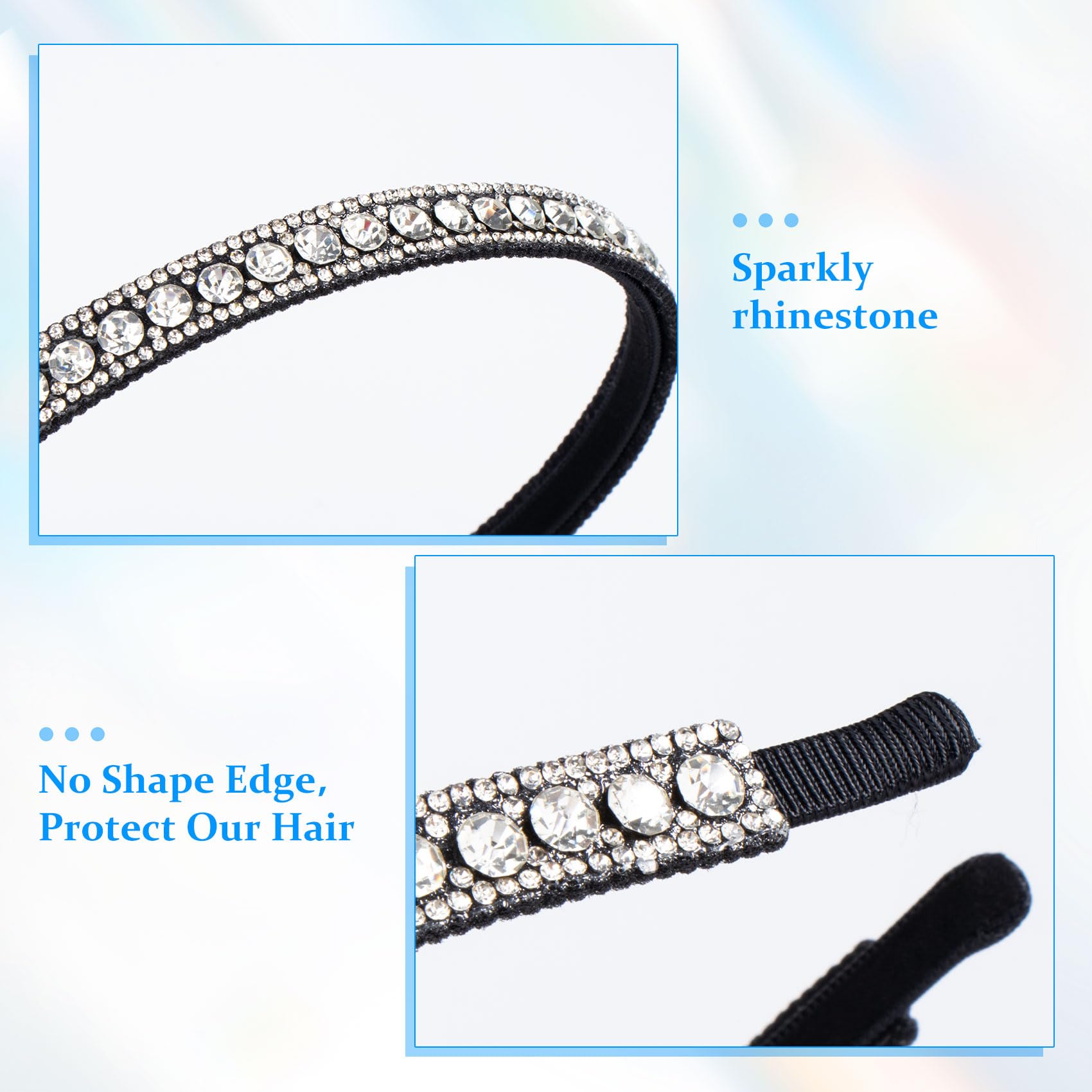 Hinzic Non-Slip Rhinestone Headbands For Women, Sparkling Crystal Hair Bands For Bridal Wedding, Bling Diamond Hair Styling Clip