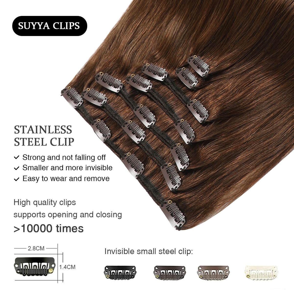 Suyya Clip In Hair Extensions Real Human Hair,Human Hair Extensions Clip Ins Straight Hair Extensions Clip Ins Double Weft Human