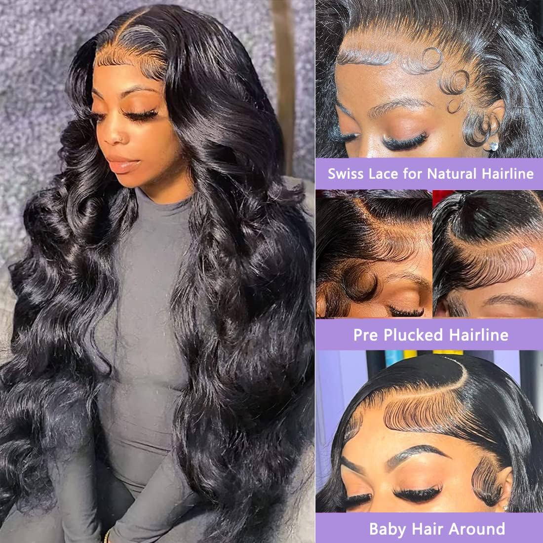 28 Inch Body Wave Hd Lace Front Wigs Human Hair 180% Density 13X4 Lace Front Wigs Human Hair Pre Plucked Glueless Frontal Wigs H