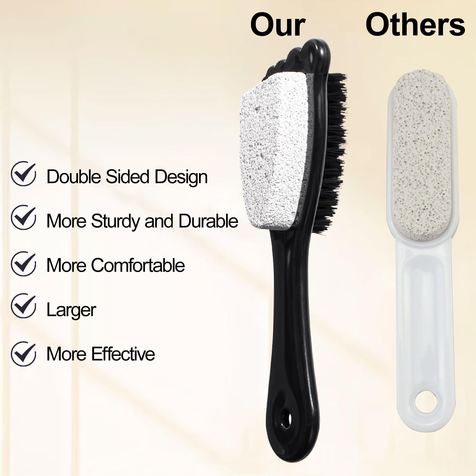 6 Packs Foot Pumice Stone Brush Callus Remover, Beomeen 2 in 1 Foot Shower Pedicure Scrubber with Handle, Foot File with Dense B