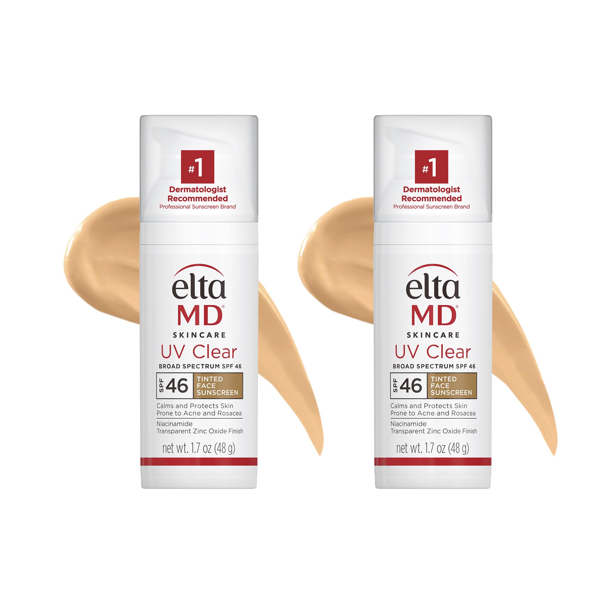 Eltamd Uv Clear Tinted Sunscreen For Face - Deep Tinted Spf 46 With Zinc Oxide, Oil-Free, Dermatologist Recommended, 1.7 Oz (Pac