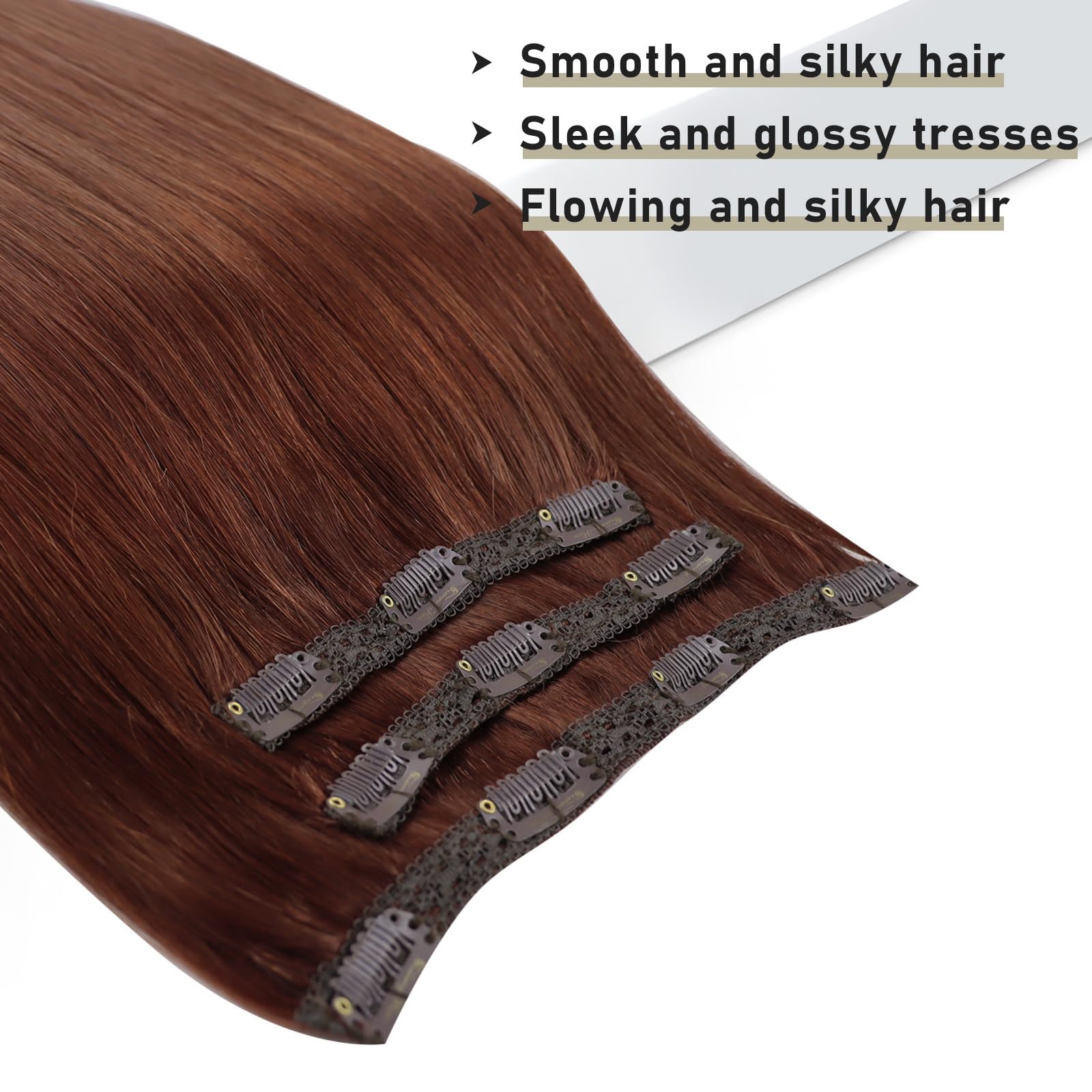 Sunny Auburn Clip In Hair Extensions 3 Pieces Dark Auburn Human Hair Extensions Clip Ins Red Brown Clip In Real Hair Extensions
