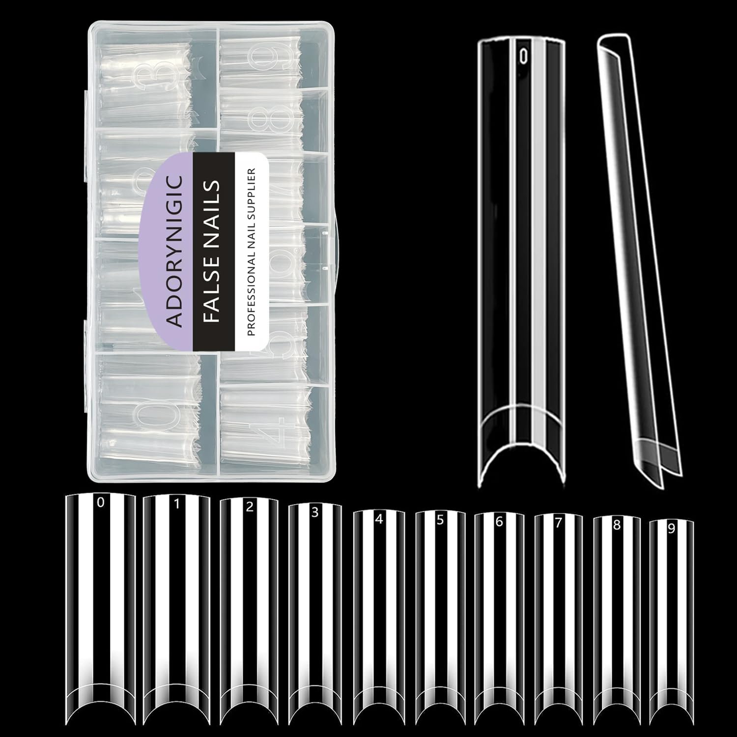 Adorynigic Xxl Square Nail Tips, No C Curve Clear Acrylic Nails Tapered Square 500 Pcs Flattened Half Cover False Nails For Salo