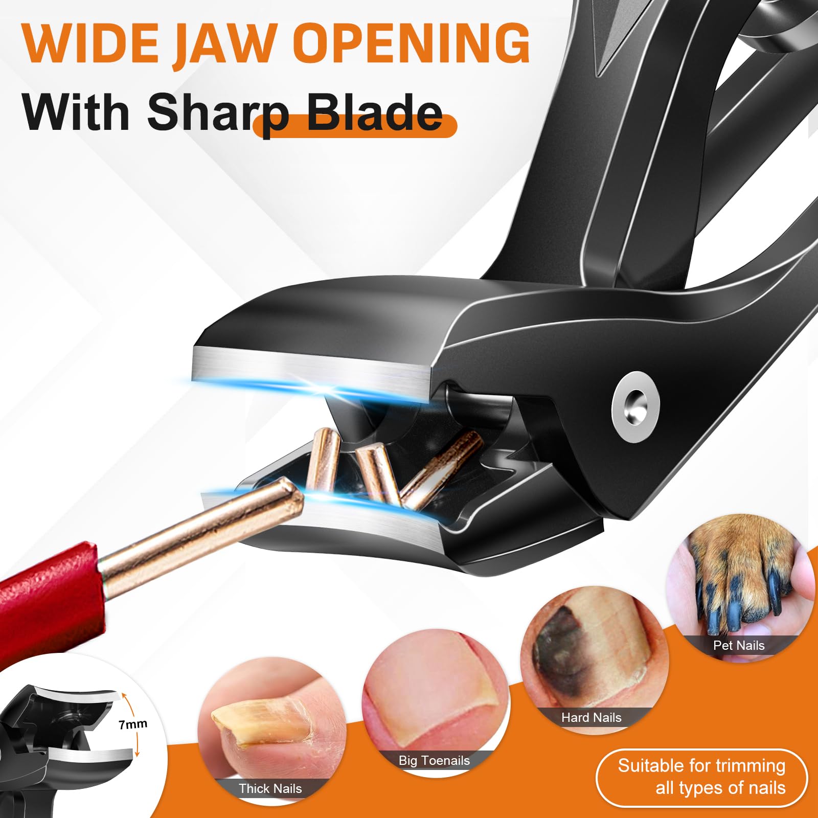 Drmode Nail Clippers For Men Thick Nails, Angled Head Toe Nail Clippers For Thick Nails For Seniors, Wide Jaw Opening Toenail Cl