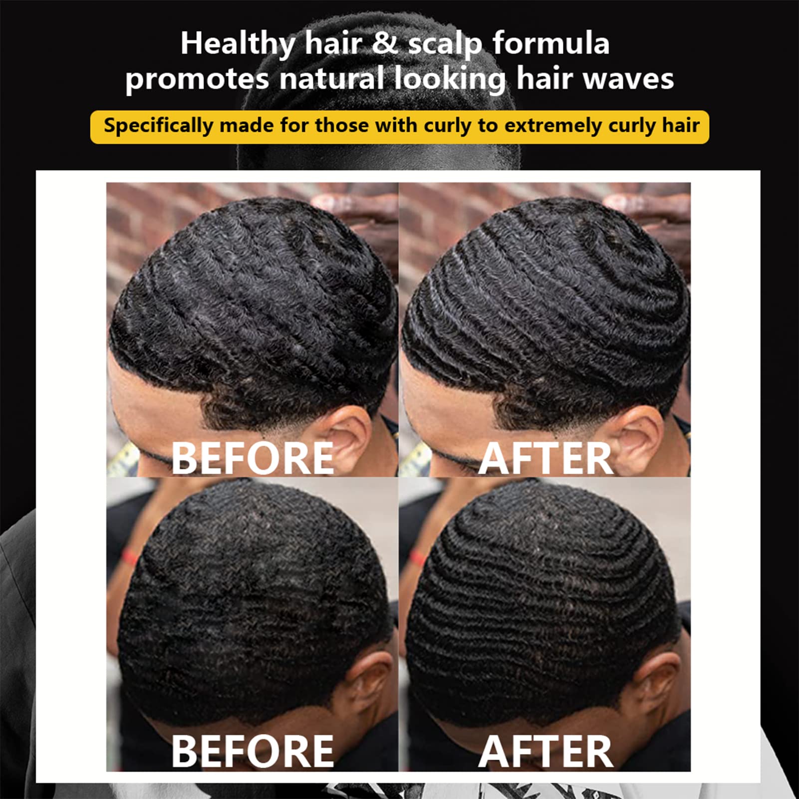 Natural Wave Pomade for Men Strong Hold, Easy Wash 360 Wave Training Hair Cream, Waves Grease for Men Promotes Layered Waves, Mo