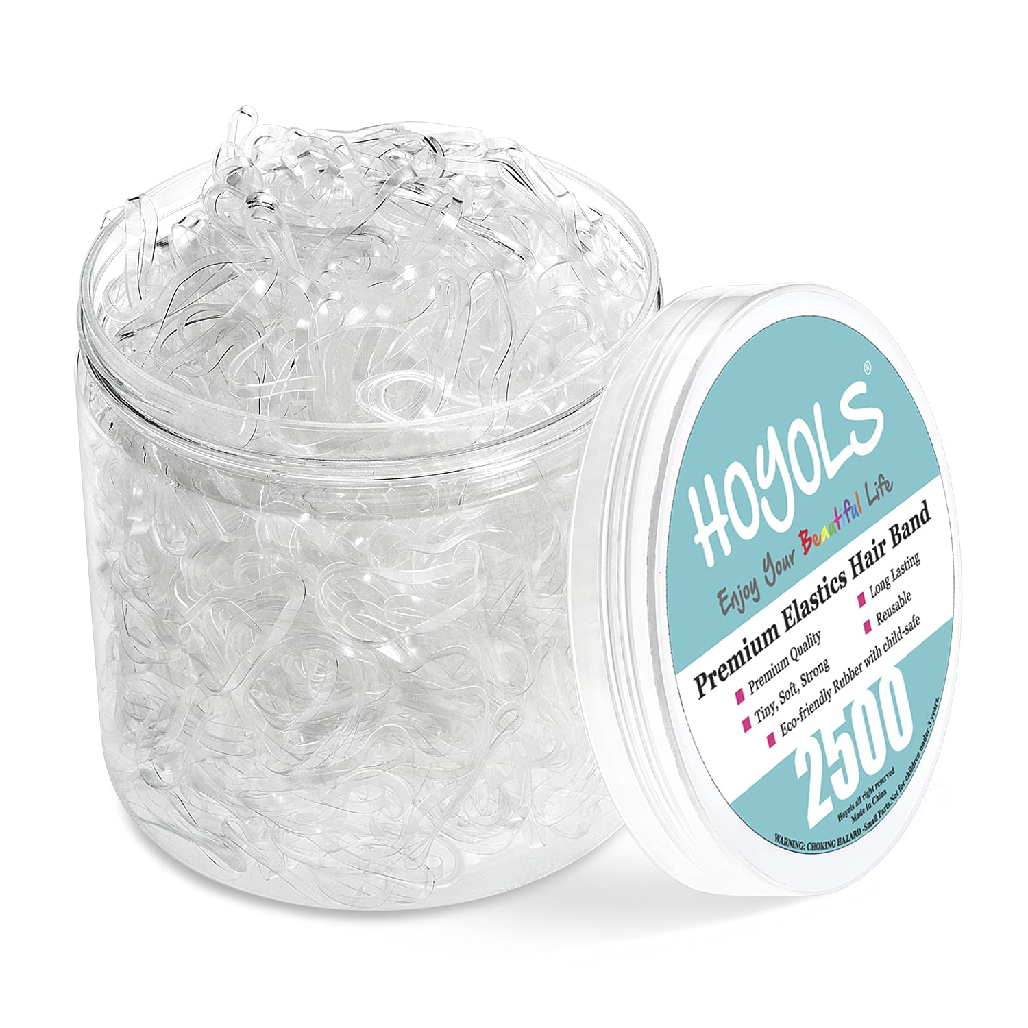 HOYOLS Clear Elastic Hair Bands, 2500 Small Rubber Bands Braids for Girls Kids Women Non-Slip Tiny Soft Hair Ties Braiding Hair 