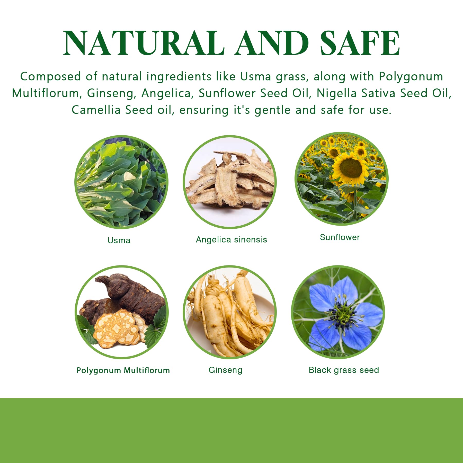 VAEYAE Natural Usma Juice Essential Oil, Usman Grass Polygonum Multiflorum for Hair Growth, Man and Woman Gray Hair Reverse Thic