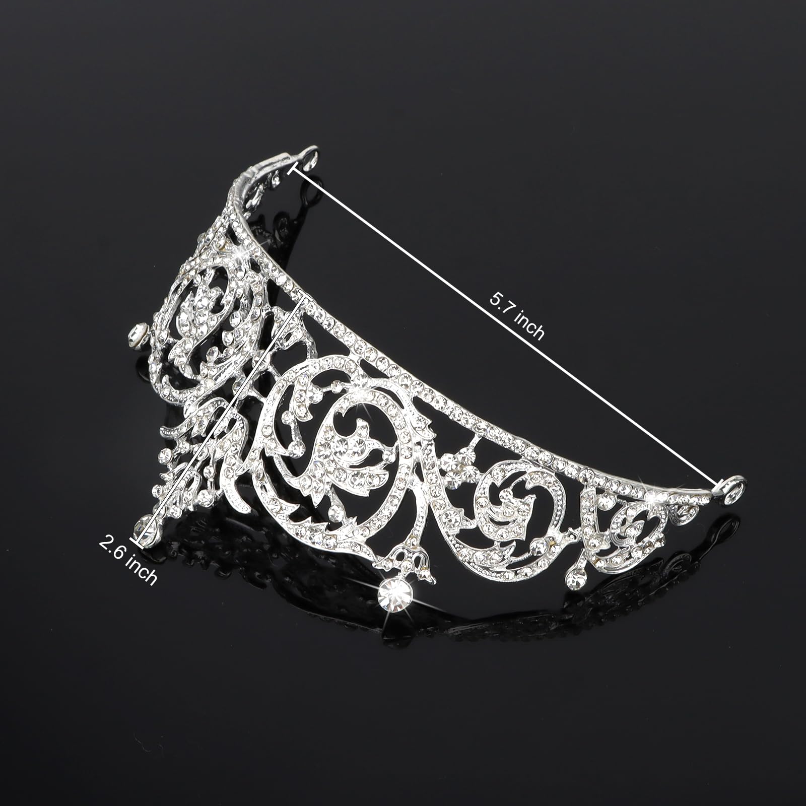 CIEHER Crowns for Girls & Women - Silver Wedding Tiara for Bridal, Prom, Quinceanera, Birthday & Christmas Gifts - Hair Accessor