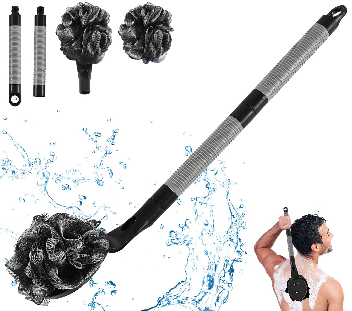 Loofah With Handle, 21.7    Detachable Loofah Back Scrubber, Back Loofah, Exfoliation And Improved Skin Health, Shower Loofah Fo