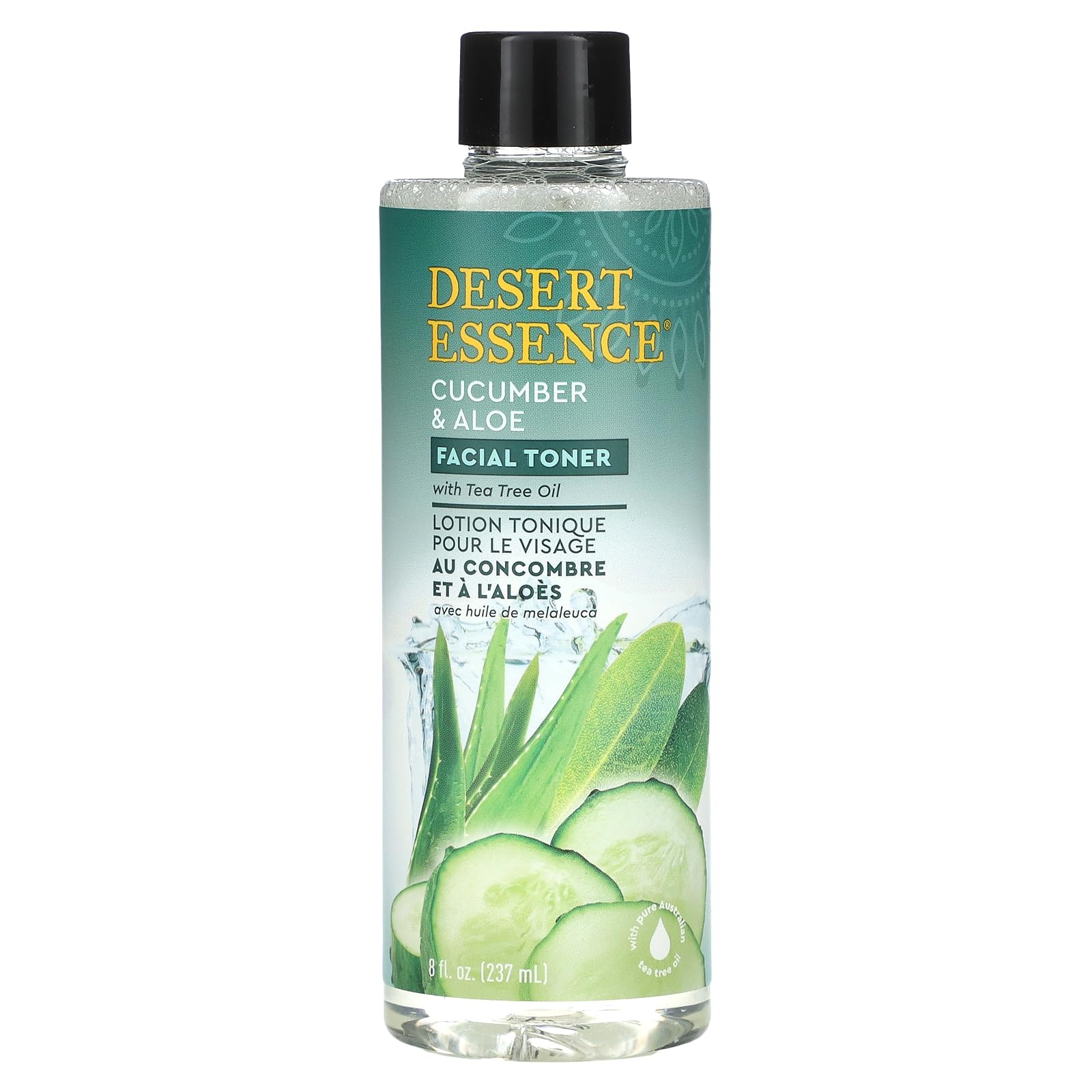 Desert Essence, Cucumber & Aloe Toner 8 fl. oz. - Gluten Free, Vegan, Cruelty Free - Soothing Cucumber & Aloe - Purifying & Clar