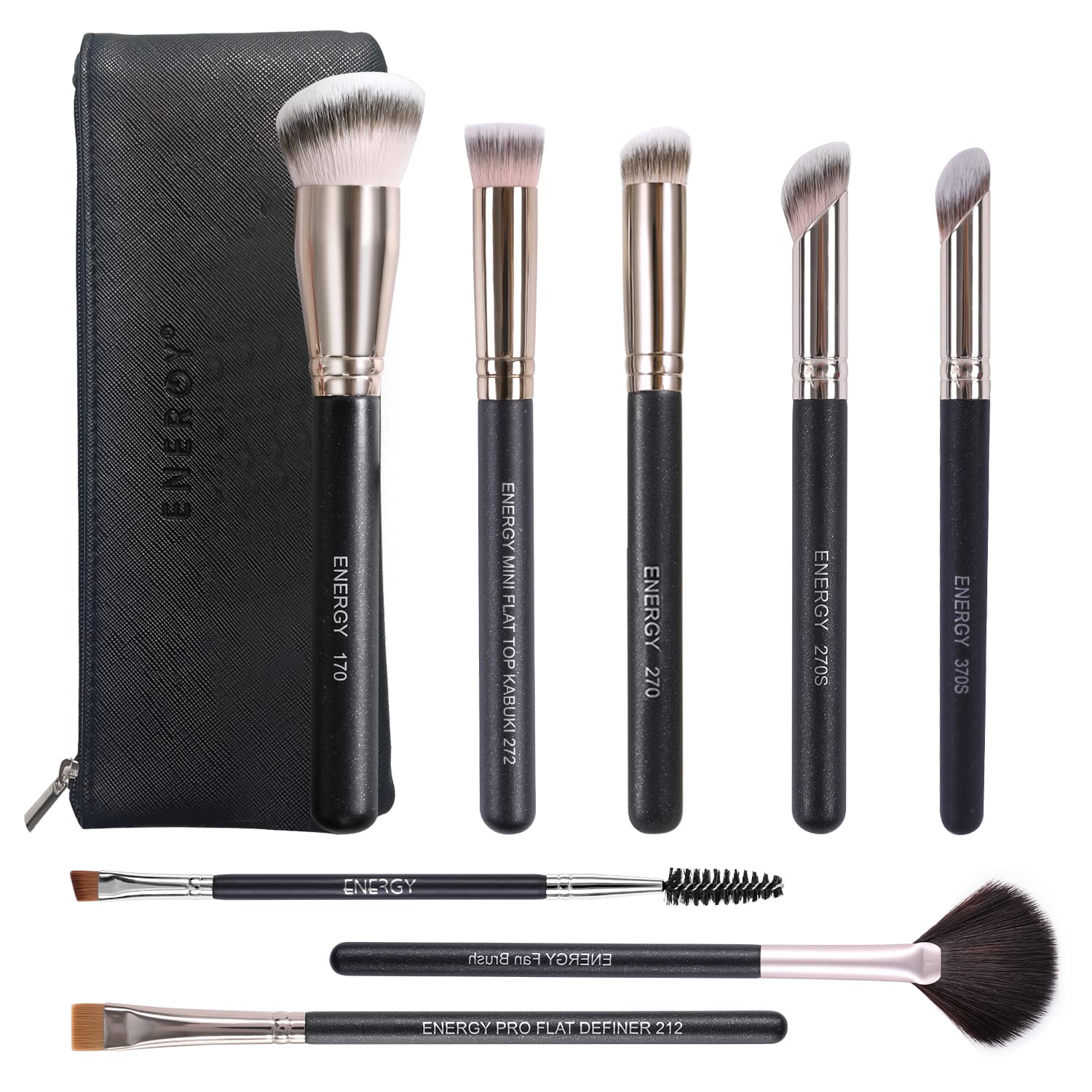 ENERGY Makeup Brushes Premium Synthetic Foundation Powder Concealers Eye Shadows Mascara Eyeliner Brow Fan Blush Makeup Brush Se