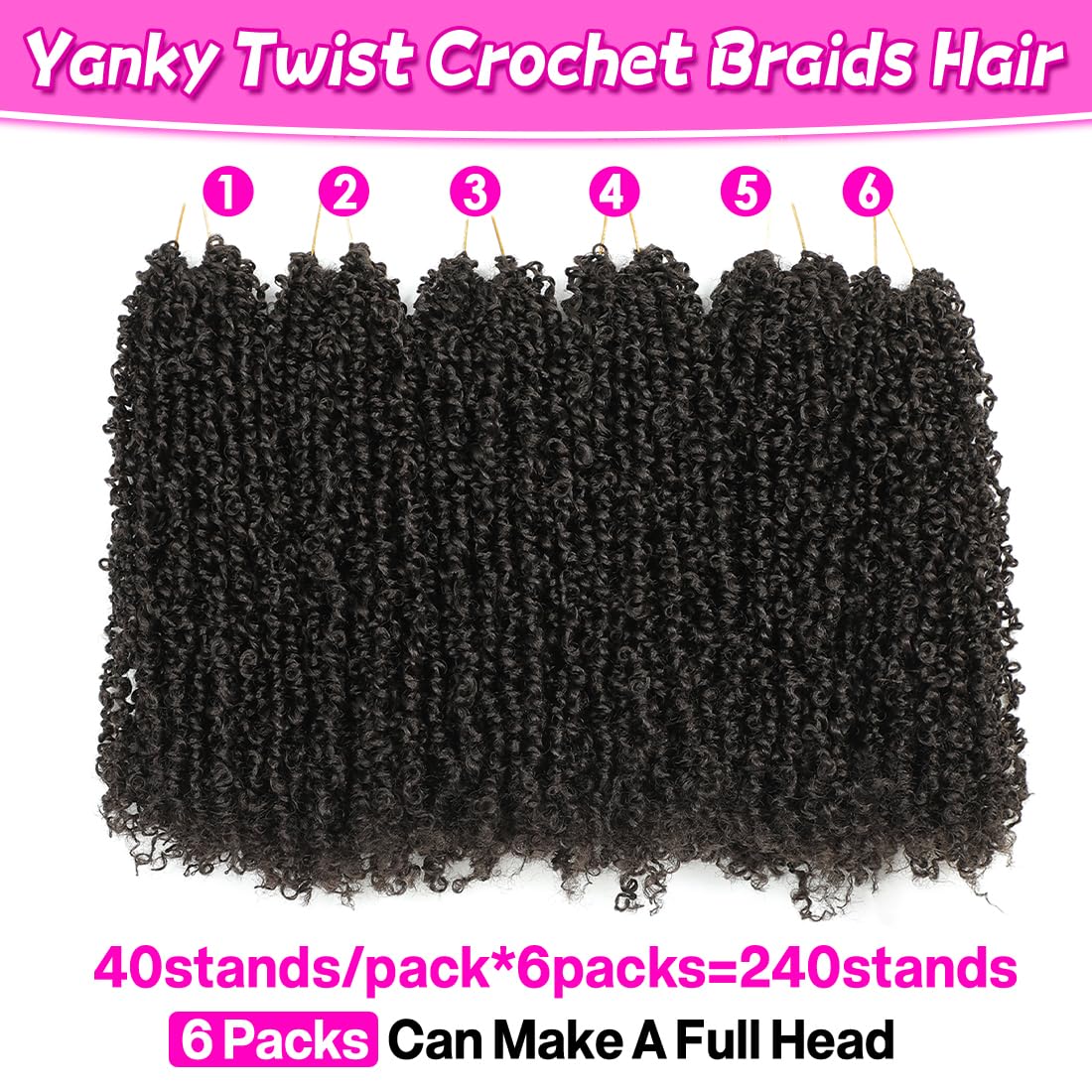 Youngther 12 Inch Brown Crochet Yanky Twist Hair 6 Pack Pre-Twisted Fluffy Short Passion Twist Crochet Hair For Black Women Soft