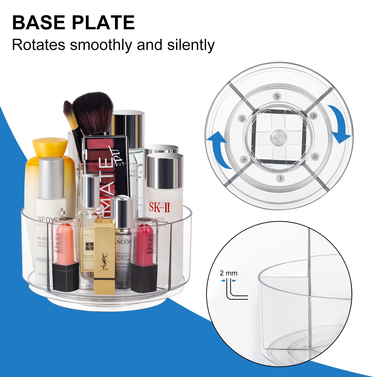 360 Rotating Makeup Organizer Clear Turntable Lazy Susan Organizer For Vanity, Bathroom Counter, Spinning Cosmetic Display Case