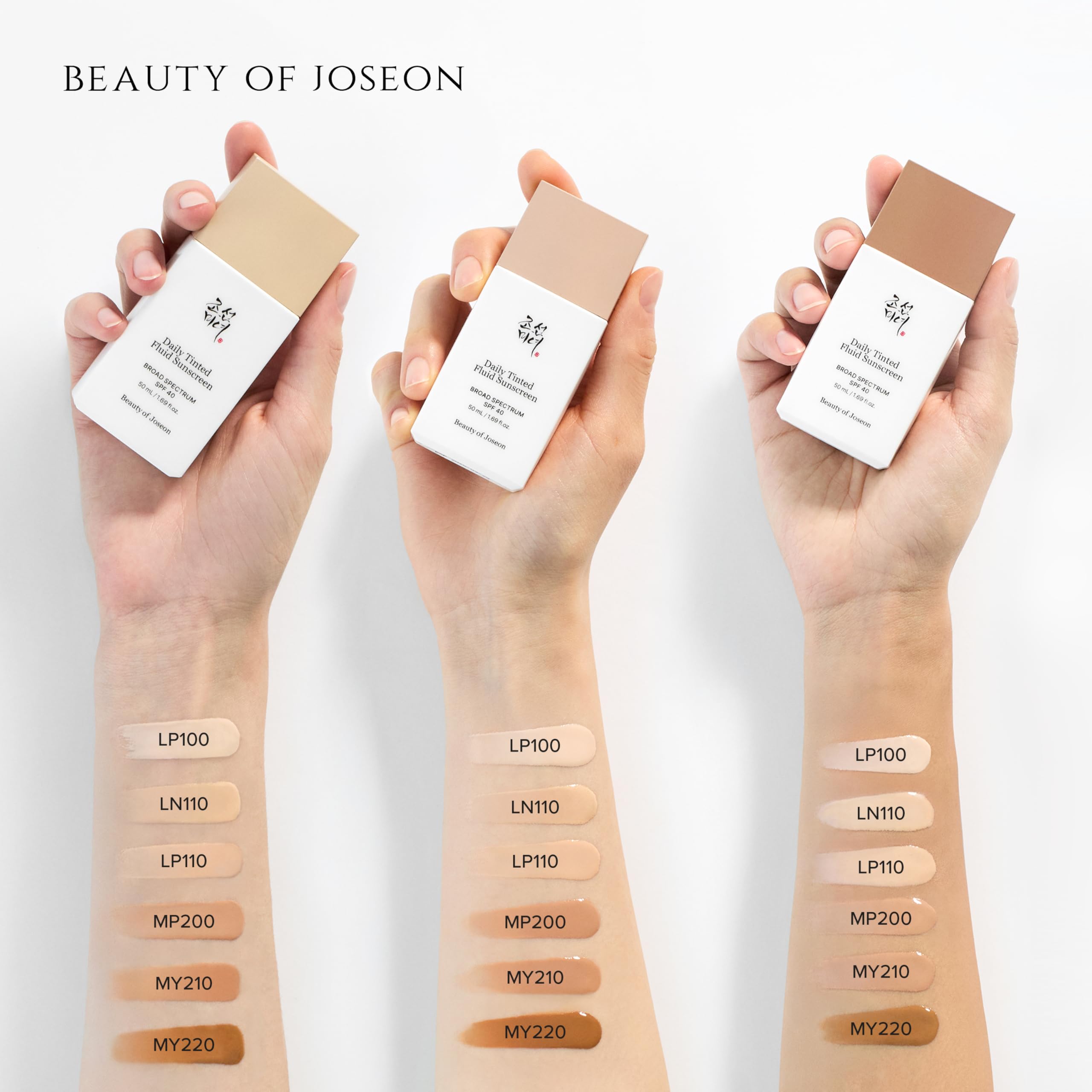 Beauty of Joseon Daily Tinted Fluid Sunscreen 12 Shades for Face Moisturizing Broad Spectrum SPF 40 Korean Skincare 50ml, 1.69 f
