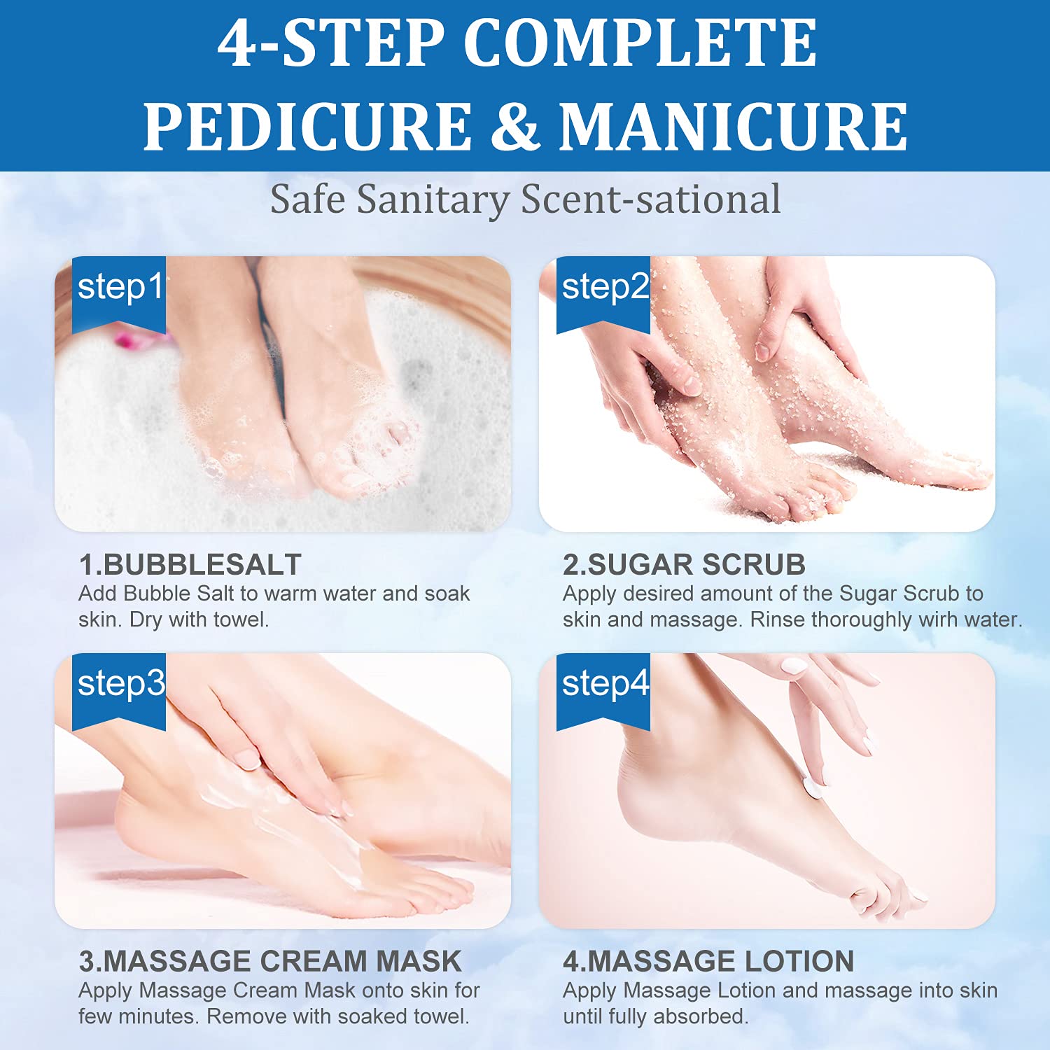 Pedicure Foot Soak Salt For Dry Feet Foot Spa Kit At Home (4_Orange)
