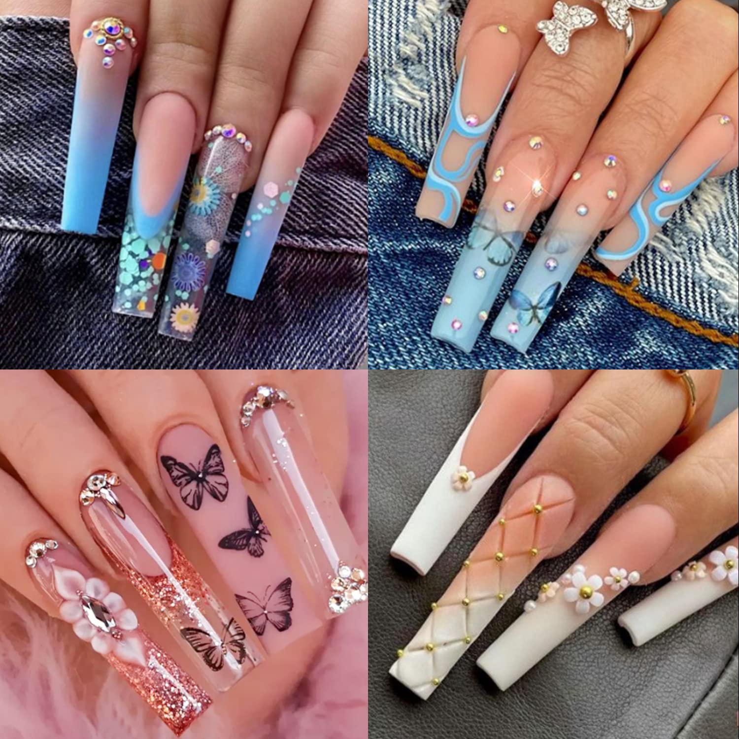 Una Gella Xxl Square False Nails, 216Pcs, No C Curve, Straight, Extra Long, Clear, Press On Nails Tips For Gel Nail Extensions,