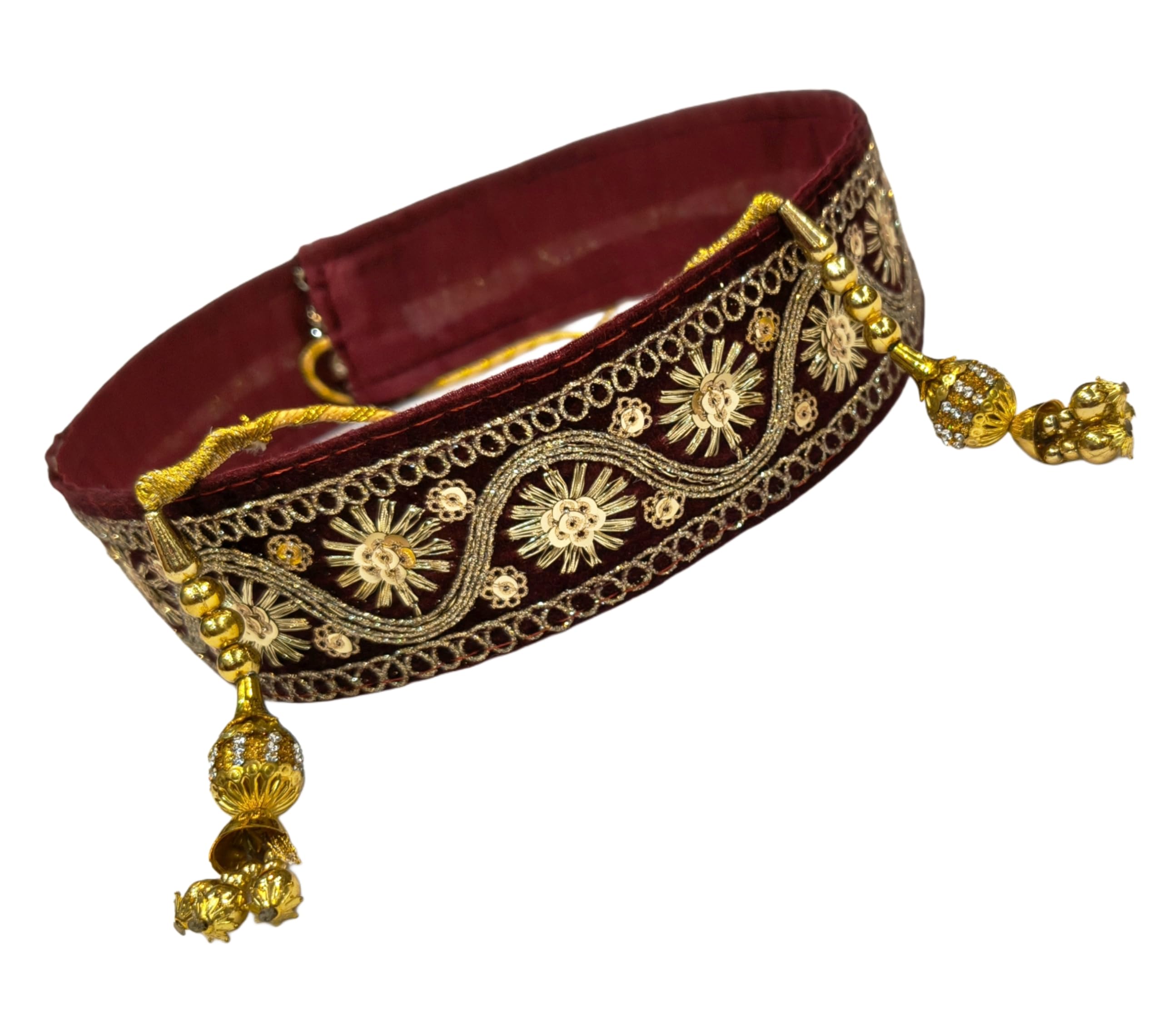 Navti Creations Maroon Kamarband/Bridal Belt/Waist Hip Belt (Adjustable) With Wave Design Embroidery Width  5Cm