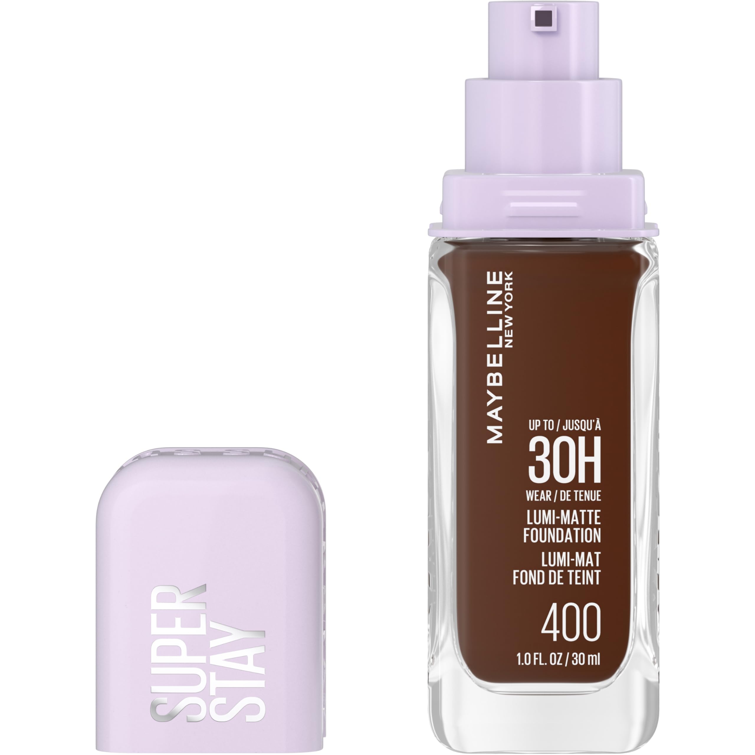 Maybelline Super Stay Lumi-Matte Foundation, Lightweight and Buildable Full Coverage Foundation Makeup For Up To 30HR Wear, 400,