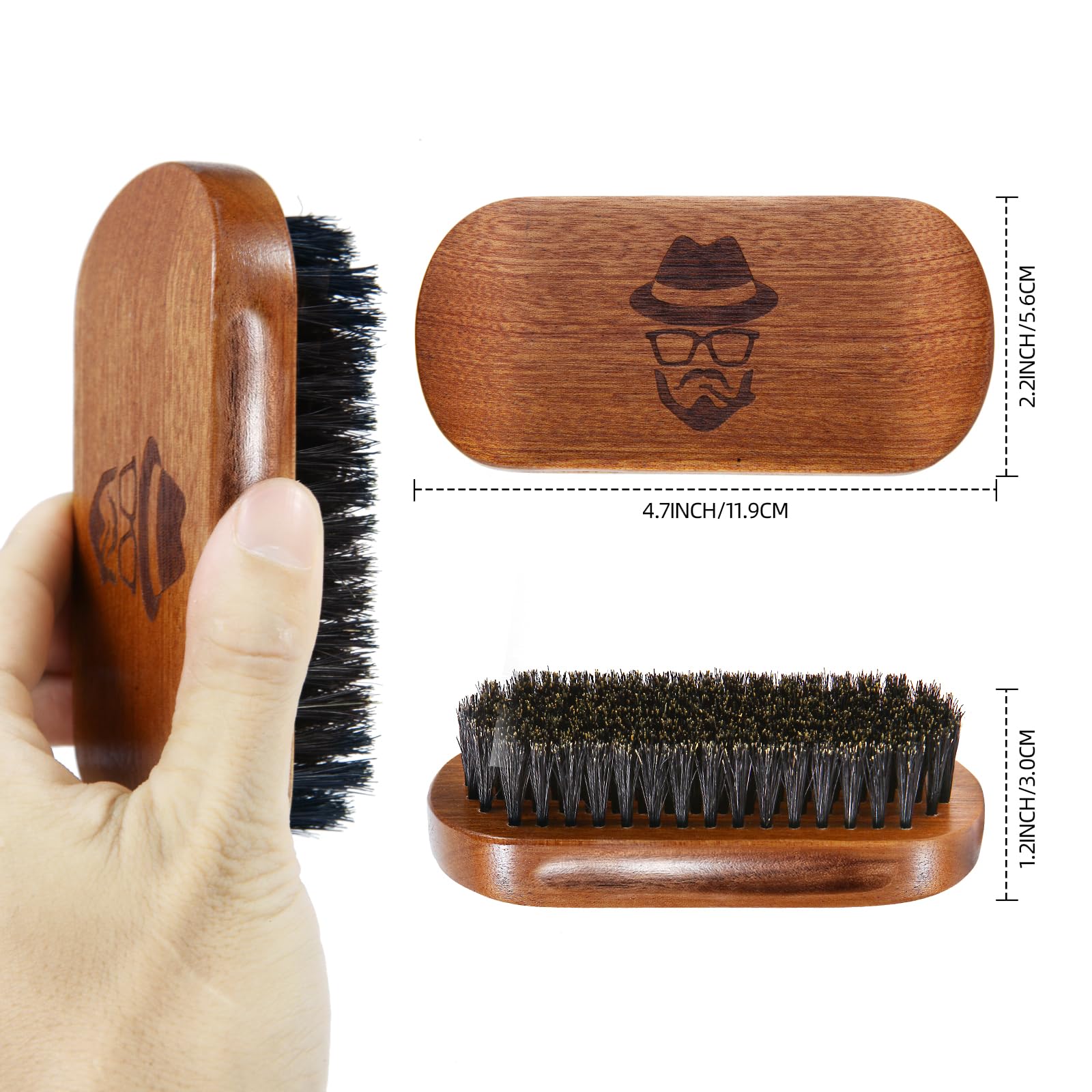 Beard Brush For Men, Boar Bristle Black Walnut Wood Beards And Mustaches Grooming Set Including Pure Boar Bristle Beard Brush, B