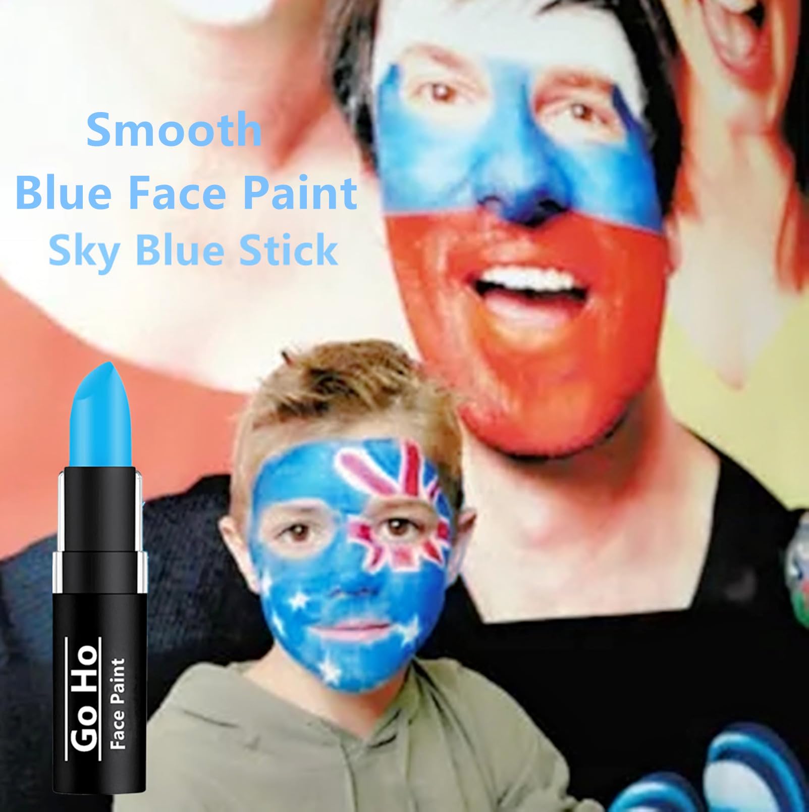 Go Ho Makeup Sky Blue Cream-Blendable Stick - Body Paint Professional Sfx Makeup,Safe Facepaint Nose&Lip Smacking For Halloween(