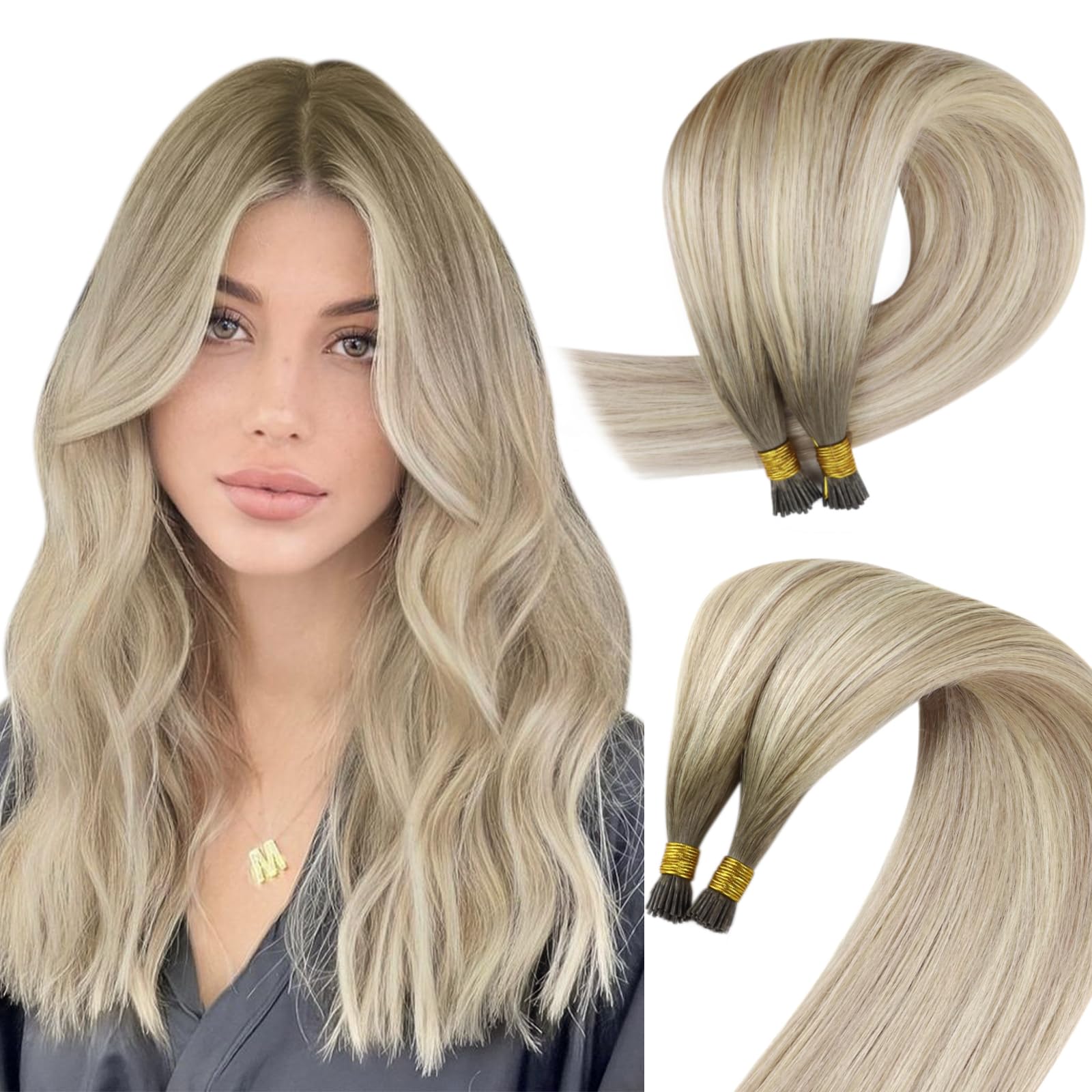 Sunny I Tip Hair Extensions Ombre Blonde I Tip Hair Extensions Human Hair Cool Ash Grey Ombre Platinum Blonde Balayage Itip Huma