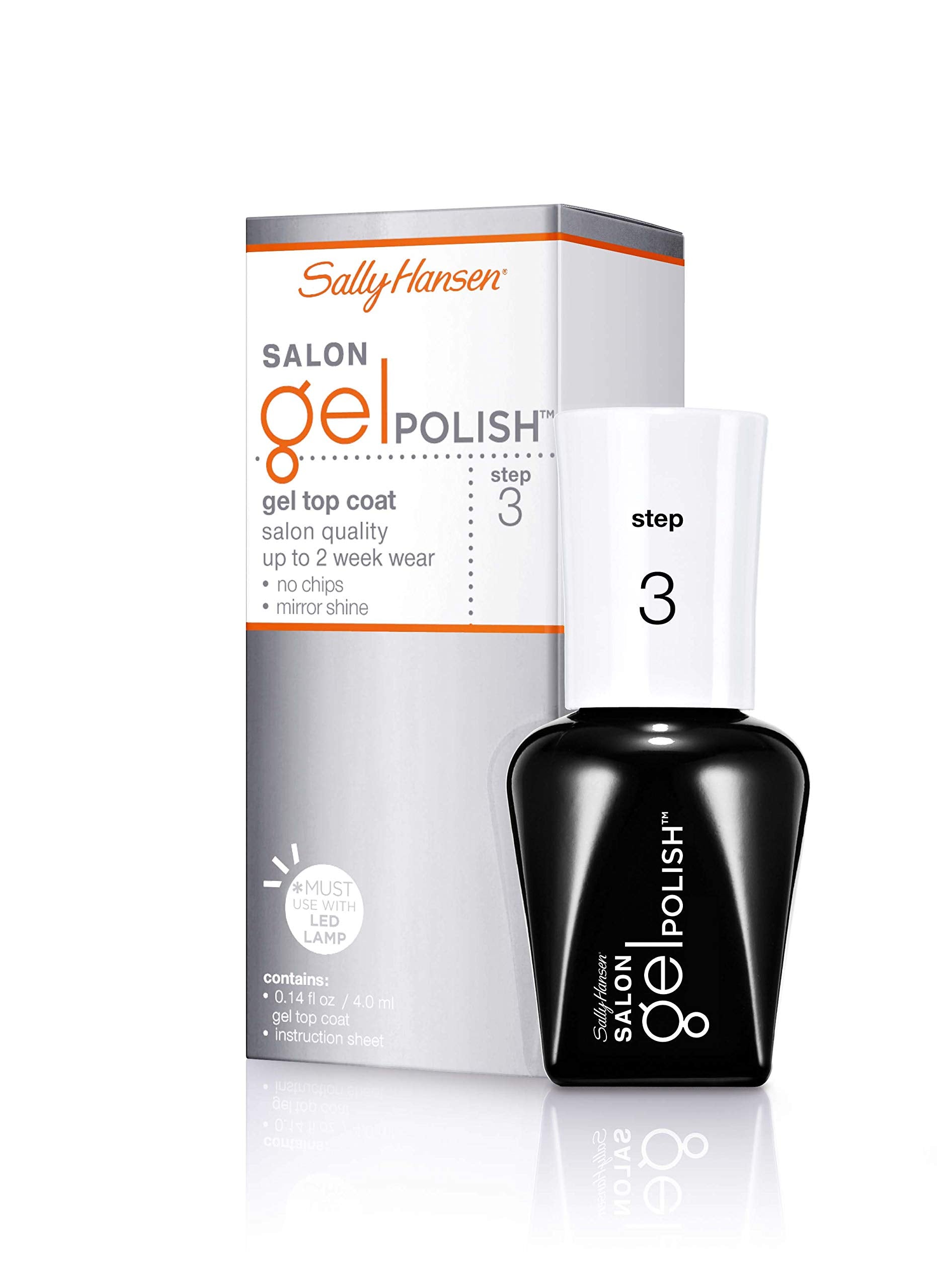 'Sally Hansen Salon Gel Polish, Gel Top Coat, Chip Resistant, Shiny Finish, LED Lamp Required